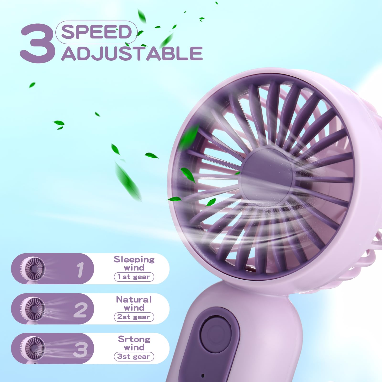 Mini Portable Fan Bulk Cute Handheld Lightweight Small Little Personal Hand Eyelash Fan 3 Speeds Usb