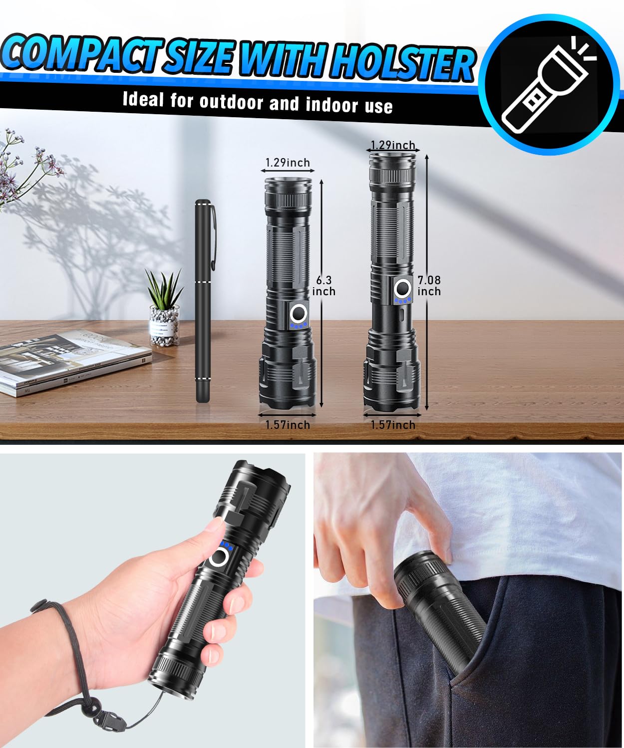 Vnina Flashlights High Lumens Rechargeable Usb C Flash Light, Super Bright Led Flashlight With 100,000 Lumens, Long Beam 3280Ft, Ipx5 Waterproof Tactical Flashlight Powerful For Emergency, Camping