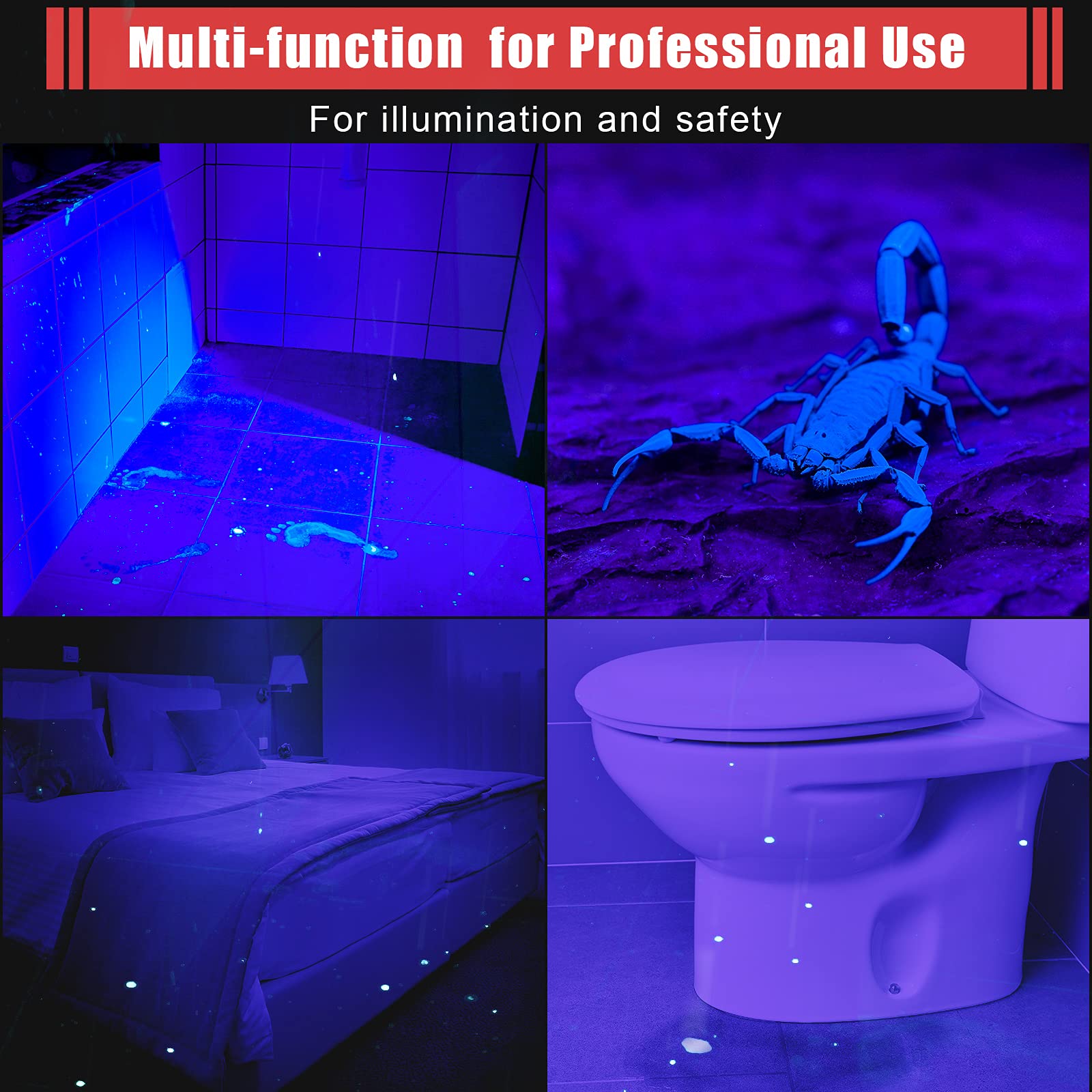Honoson 10 Pieces Uv Black Light Flashlight Small Blacklight Flashlights Pen Lights For Leak, Pet Urine, Hotel Inspection, Dry Stain And Dye Detector, 5.2 Inches Long