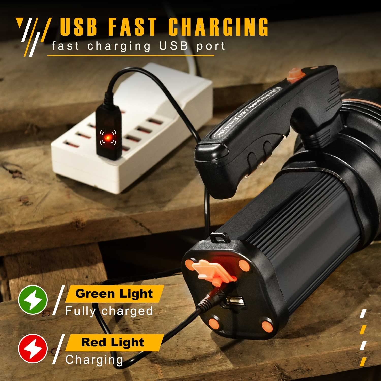 Csndice Flashlights High Lumens Rechargeable,8000Lm Spotlight Flashlight,Ip65 Waterproof Rechargeable Flashlight,Linterna Recargable 6000Mah Long Lasting For Camping,Boat,Walking,Farm.(Black)