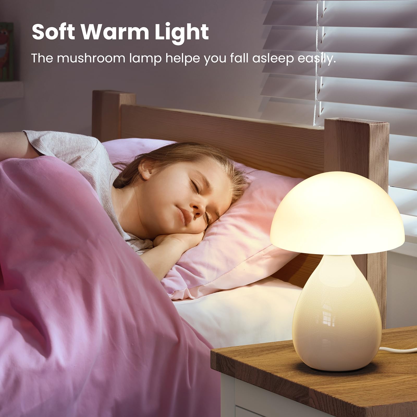 Vanbolon Mushroom Lamp Small Lamp, Mini Table Bedside Nightstand For Bedroom, Cute Night Light Dimmable Home Decor For Living Room Girl