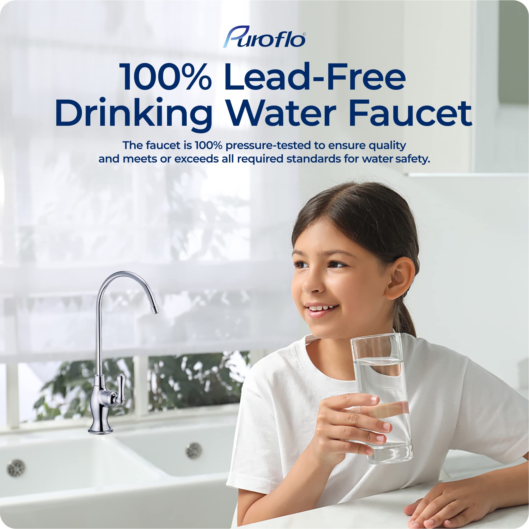 Puroflo Brushed Nickel Reverse Osmosis Faucet, Nsf , Non‑Air Gap For Under Sink Water Filtration System, Ro System Drinking Water Faucet, Flr-575Bn