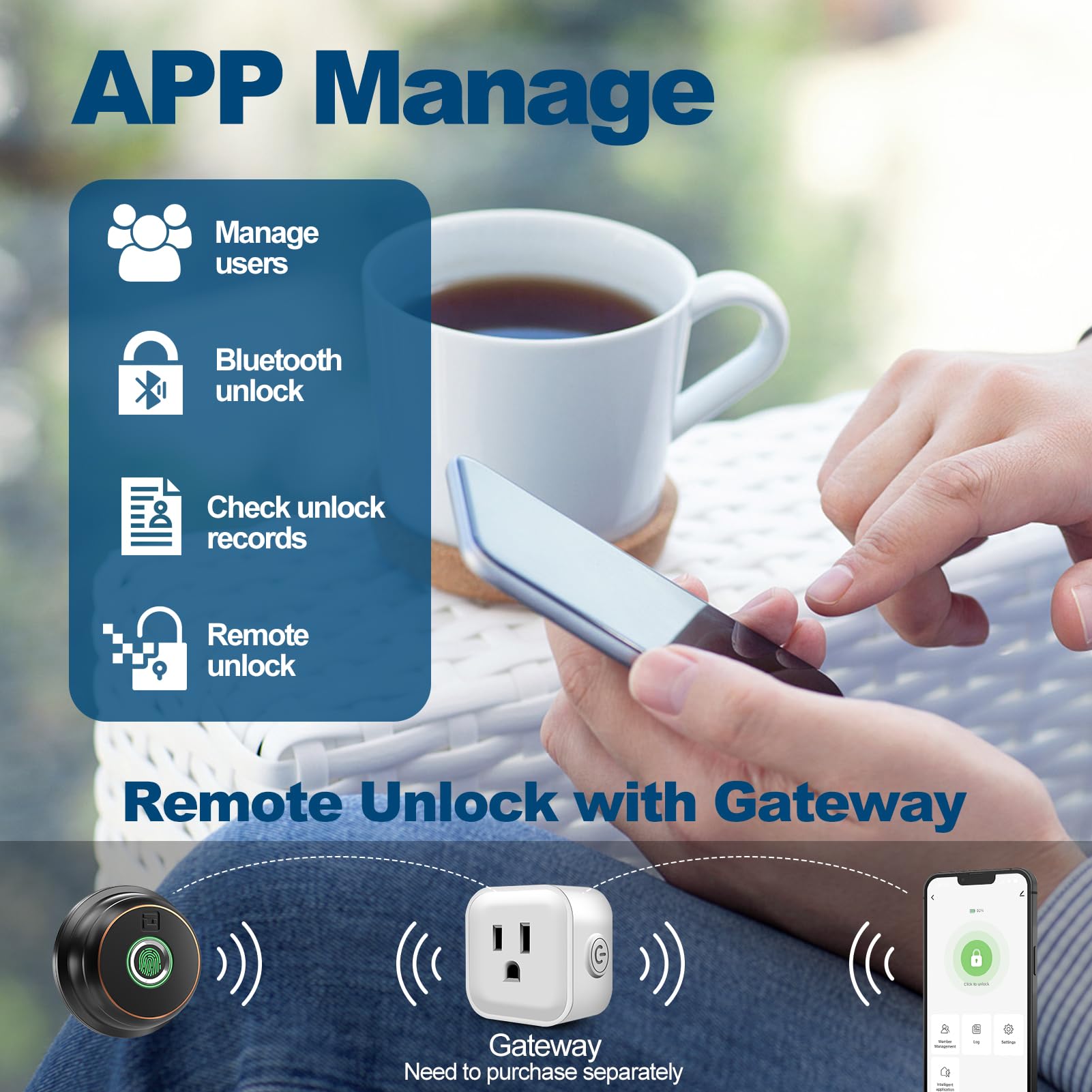 Geektale Smart Deadbolt Lock For Front Door, Fingerprint Door Lock With App, Biometric Deadbolt, Keyless Entry