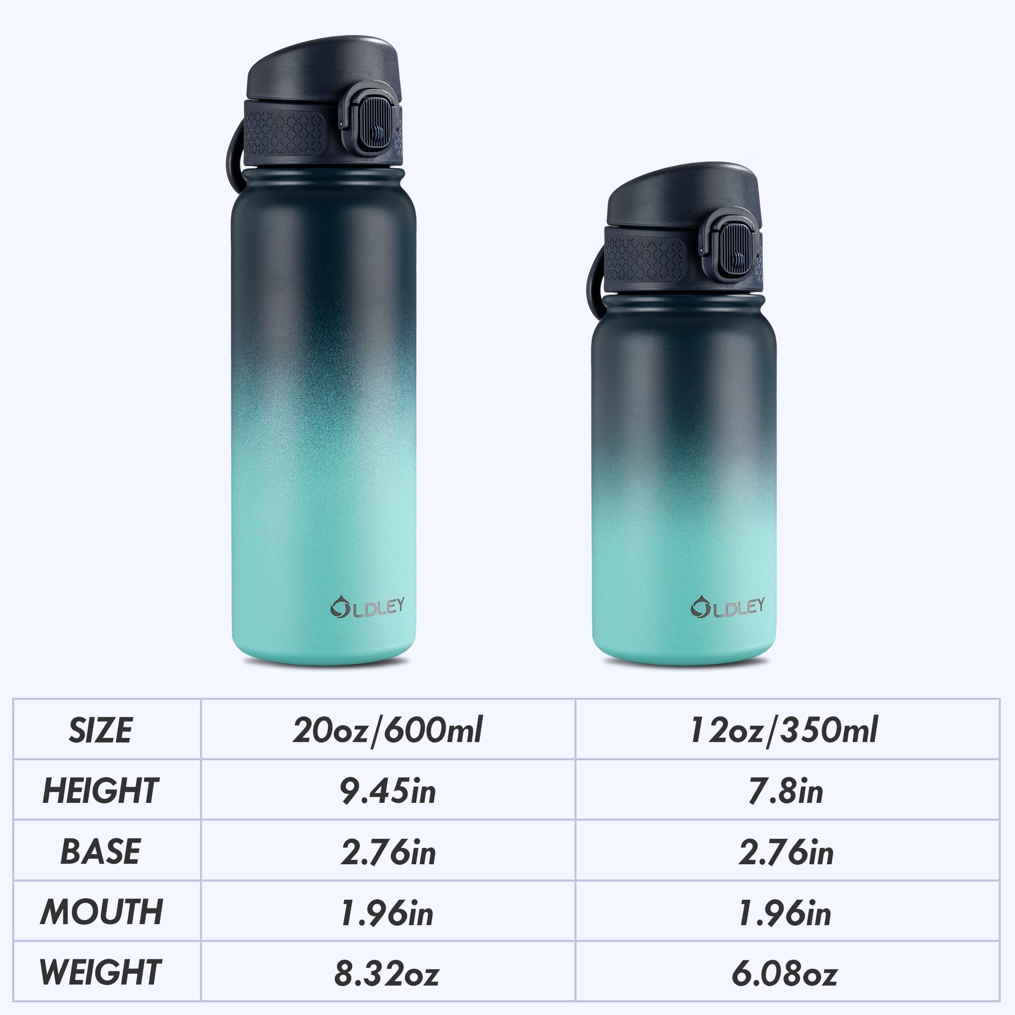 Oldley 12Oz Kids Water Bottle, Stainless Steel Insulated Water Bottle For Kids, With Straws Leak-Pr