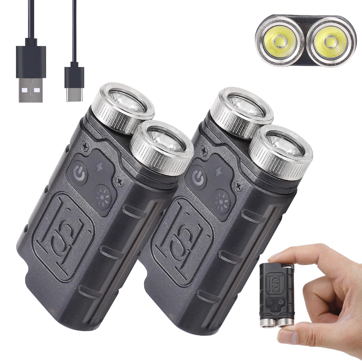 Kunhe K2 2 Pack 1000 High Lumens Edc Flashlight With Tail Magnetsuper Bright Rechargeable Usb C Mini Small Portable Keychain Pocket Flashlights