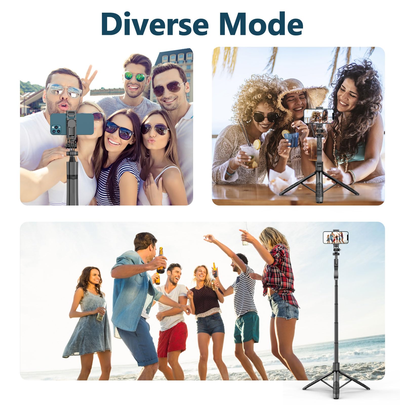 Ccblzll Selfie Stick Tripod For Phone With Light - 62" Phone Holder For Recording Selfie Stick Tripod Rotating Phone Stand Tall With Light 6 In 1 Selfie Stick With Light Portable Tripod