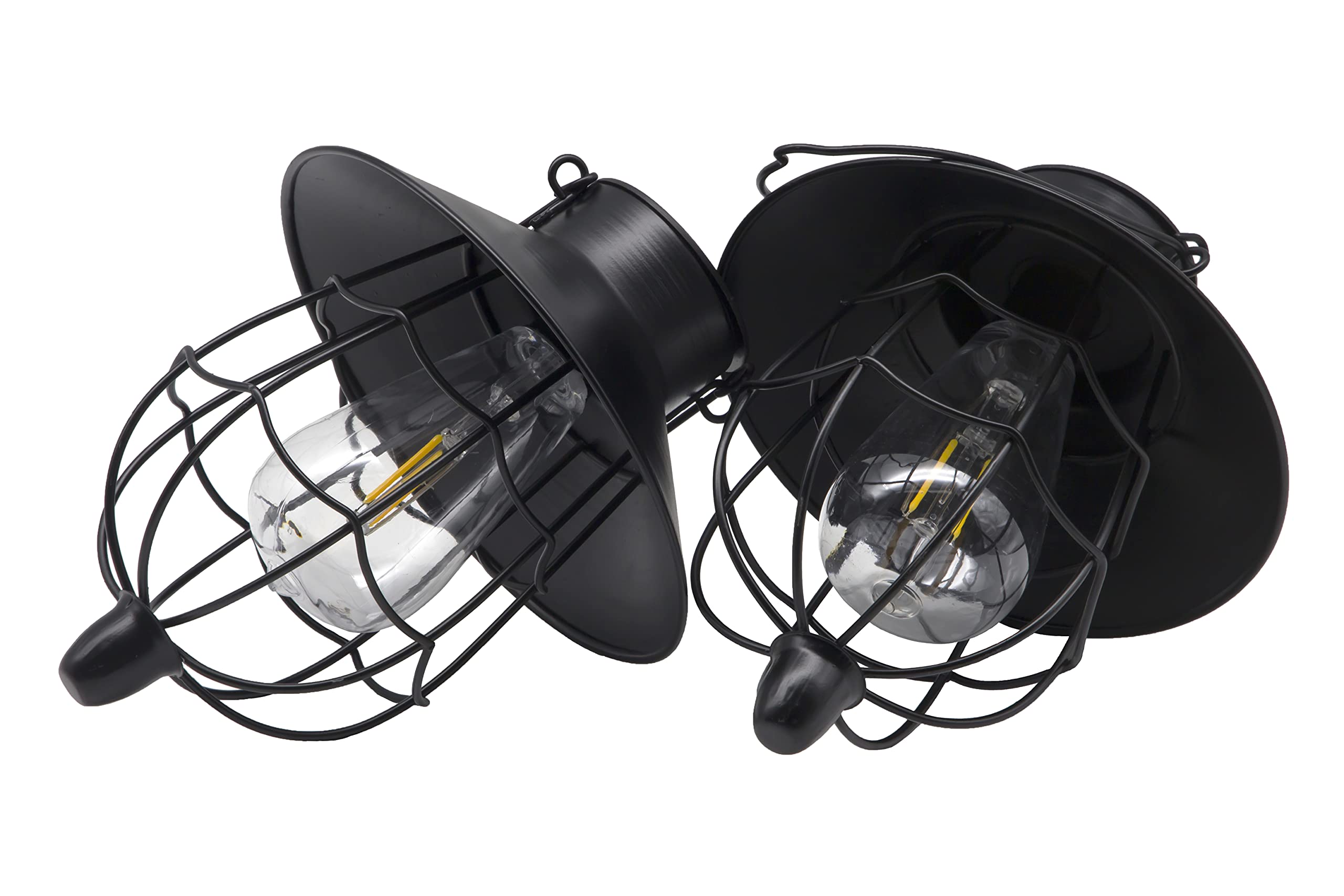 Yakii 2 Pack Solar Lantern Hanging Waterproof Outdoor Metal Solar Lamp With Warm White Light Decorate For Yard Garden Pathway Patio Porch Decor (Black)