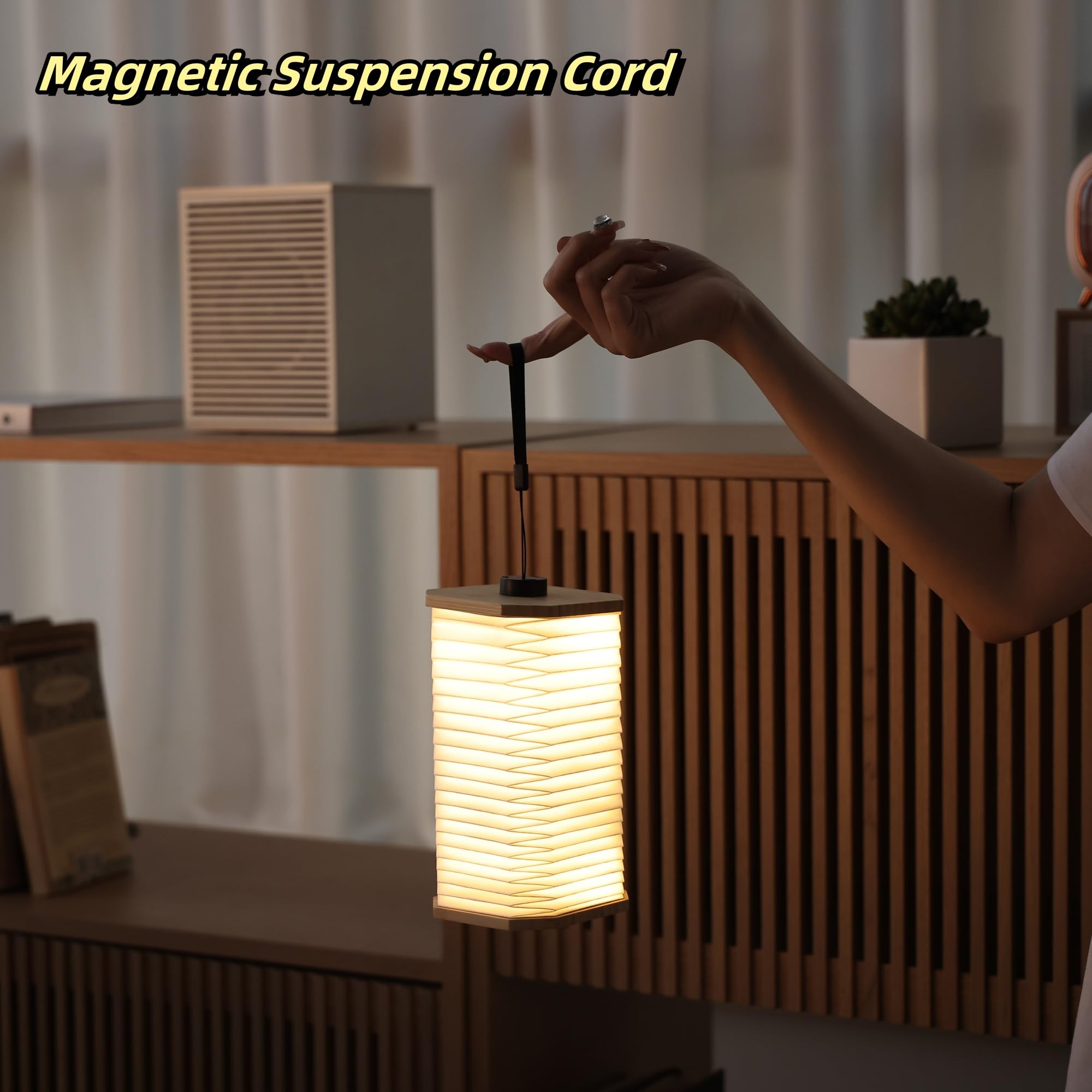 Uniwolk Japanese Folding Wooden Book Lamp - Rechargeable, 1200Mah, 2 Colors, Novelty & Library Decor