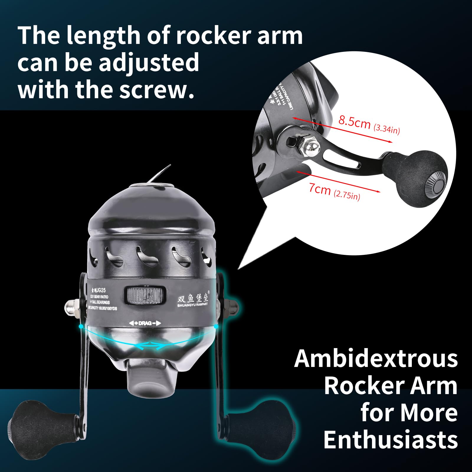 Sopoger Fishing Spinning Reel Kit- Spincast Fishing Reel & Reel Mount Seat 25Lbs Max Drag Smooth Powerful Fishing Gear For Big Game Lake River Inshore