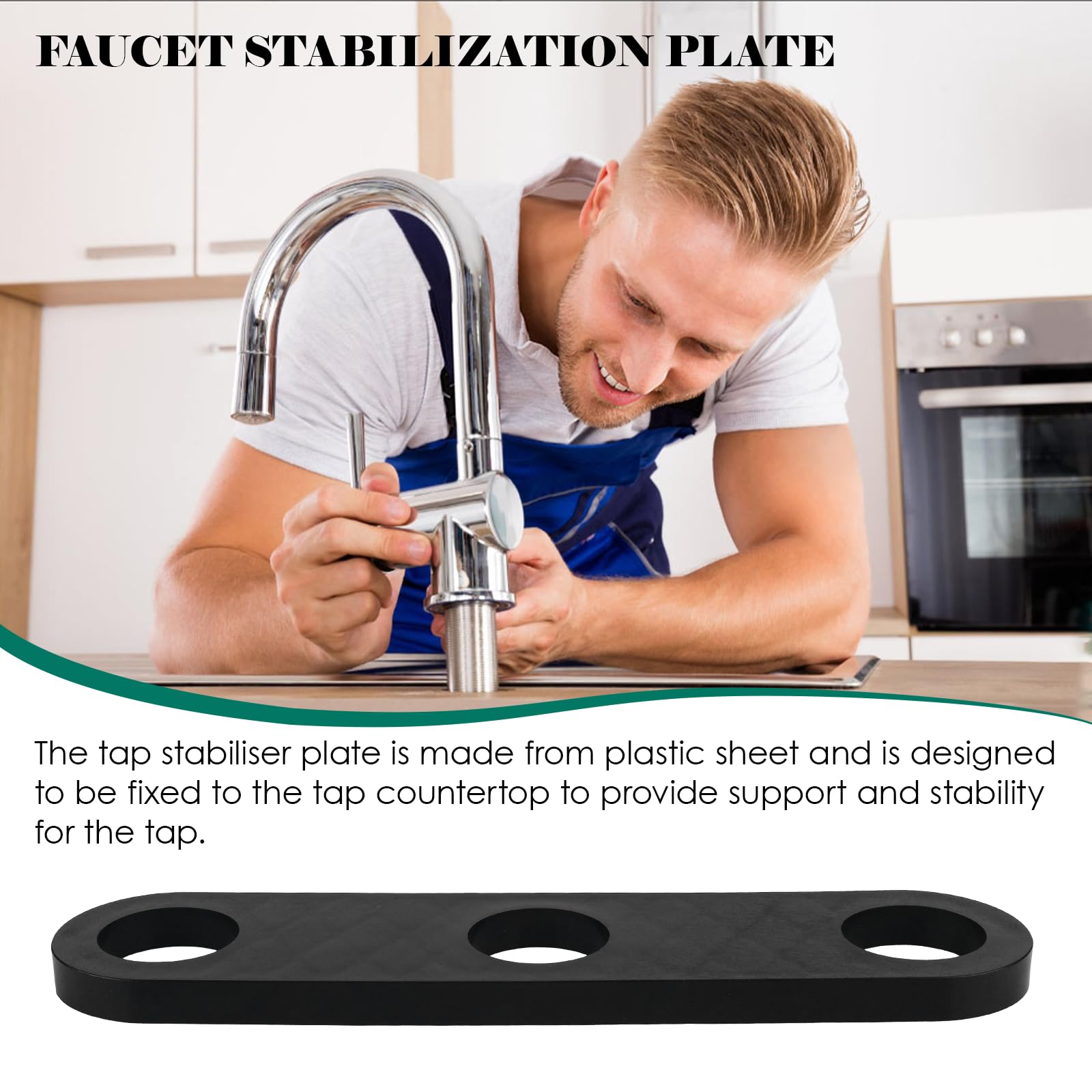 Shiguan Faucet Stabilizer Plate For Delta Rp37490 Victorian Sink Retaining Plate 3 Holes Kitchen Sink Faucet Base Plate, Black