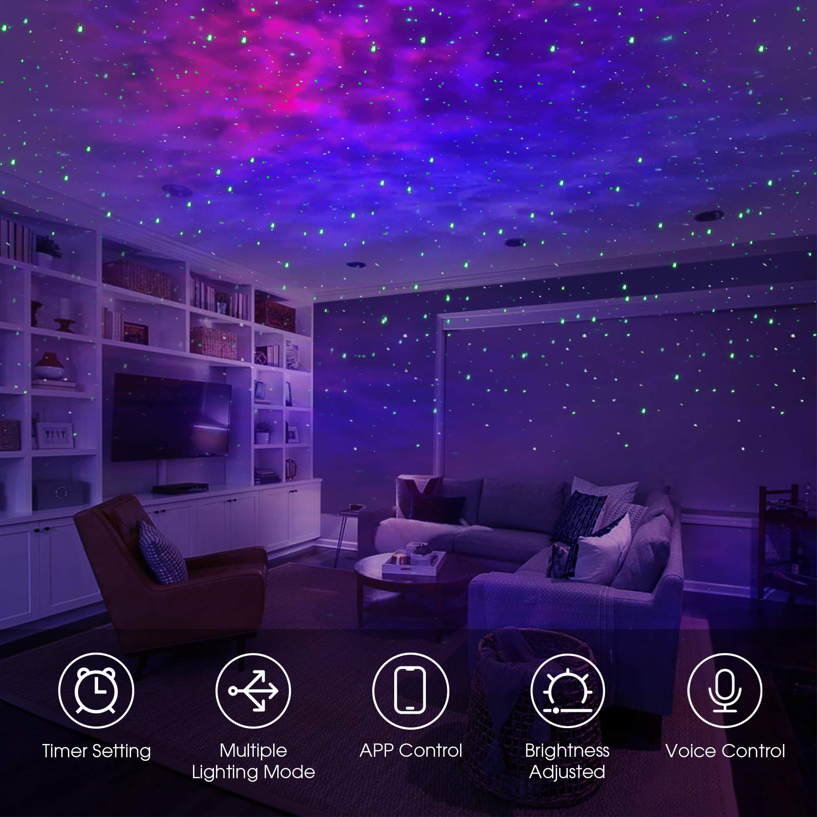 Panamalar Smart Star Projector, Wifi Galaxy Light Projector Nebula Cloud Projector With App Control,Timer,Alexa Voice Control, Starry Sky Projector Night Light For Bedroom Kids Party