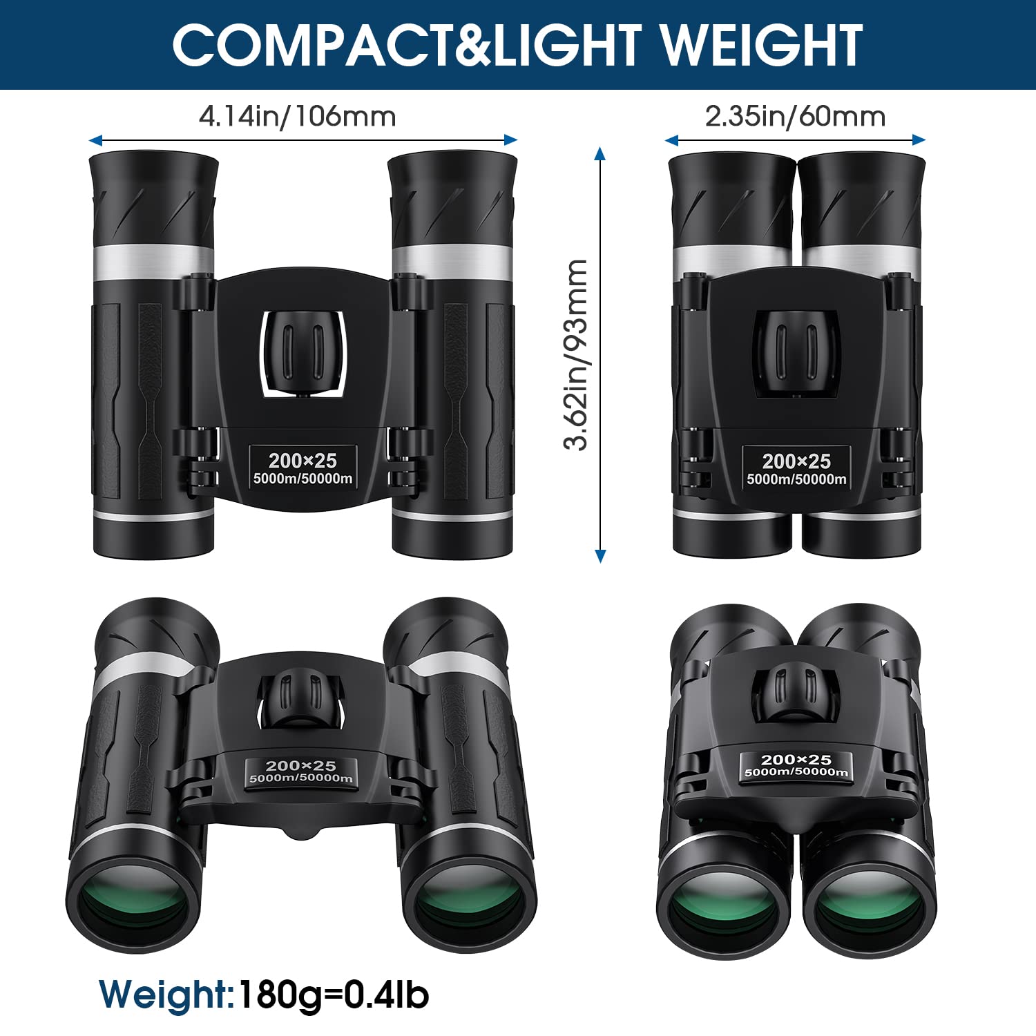 Flyant 200X25 Compact Binoculars For Adults And Kids, High Powered Mini Pocket Binoculars, Waterproof Small Binocular For Bird Watching, Hunting, Concert, Theater, Opera, Traveling, Sightseeing