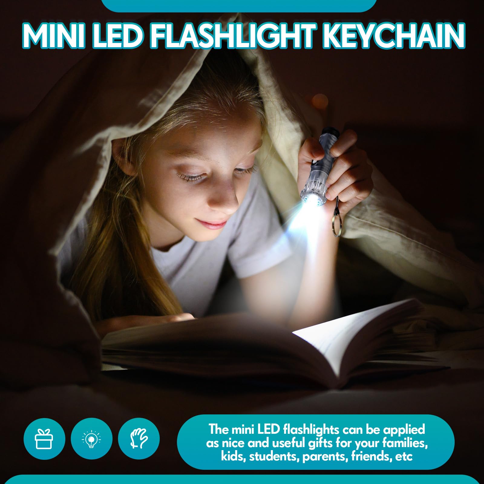 Jexine 50 Pcs Mini Flashlight Keychains Bulk With Lanyard Portable Plastic Led Key Chains Flashlights Small Black Torch Flashlights For Night Reading Emergency Hurricane Camping Hiking Party Favors