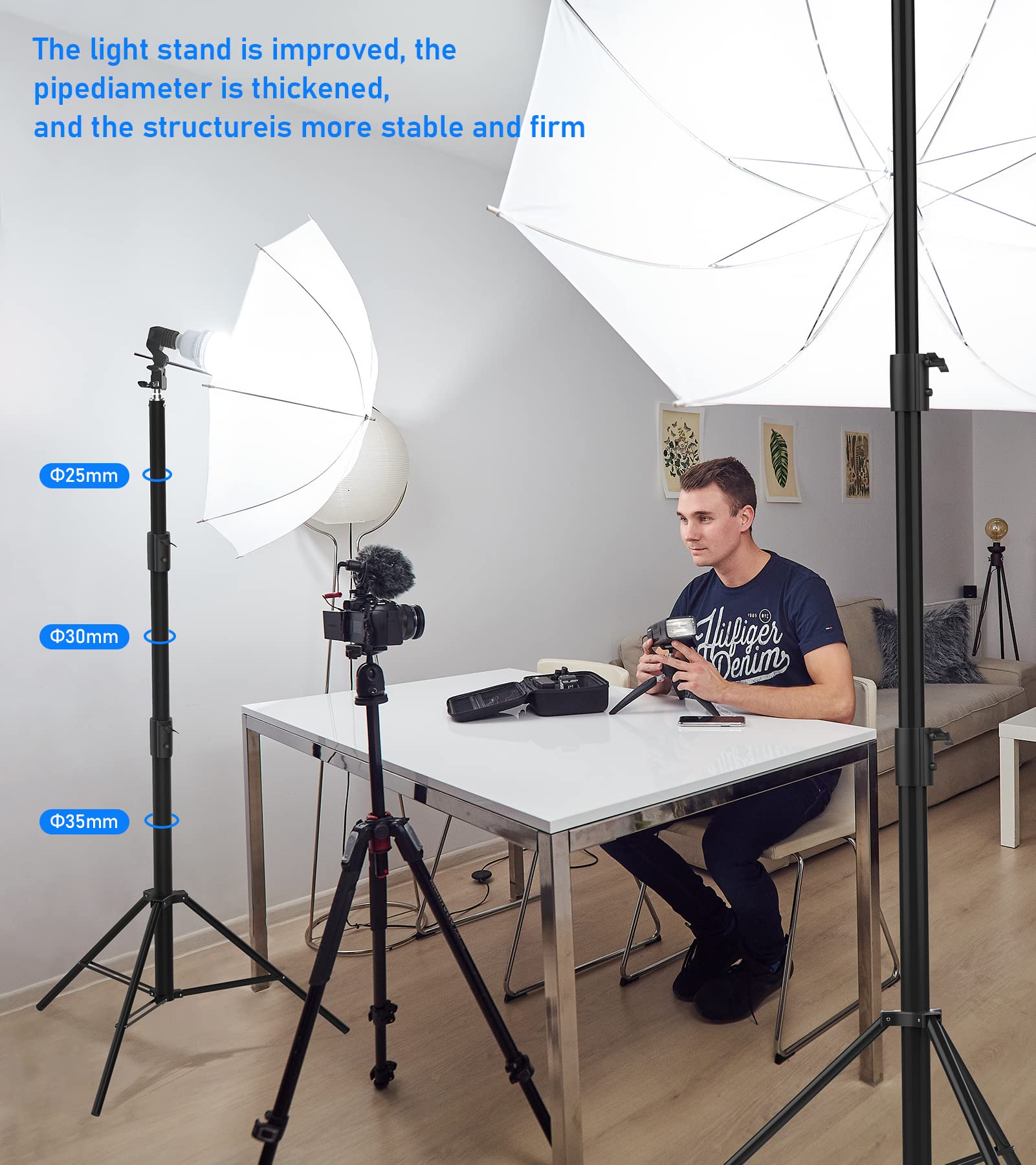 Sdfghj Photography Light Stand 9.2Ft/110'', Heavy Duty Light Stand Aluminum Alloy Spring Cushioned Tripod For Ring Lights, Strobe Light, Reflectors, Softboxes, Umbrellas, Speedlite Flashes, 280Cm