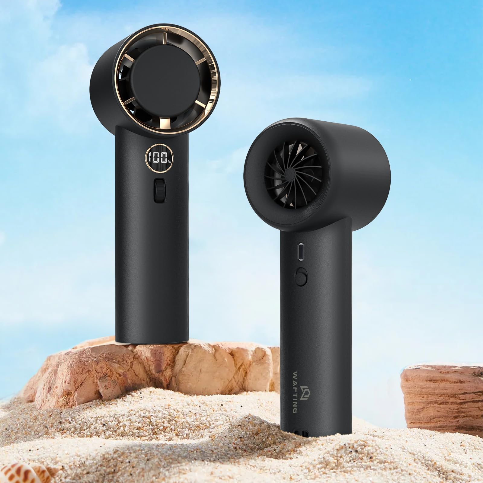 Portable Handheld Fan,High Speed Turbo Personal Fan With 100 Speed Adjustable, 5000Mah Battery