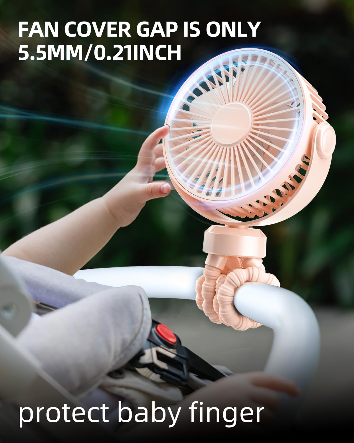 Stroller Fan, Battery Operated Clip On Portable Fan, 360°Rotate Usb Rechargeable Personal Desk Fan