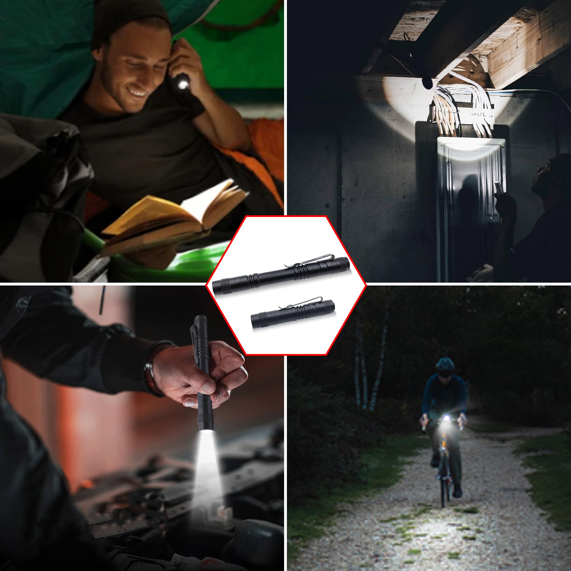 Naiveisland Mini Led Flashlight With Clip – Compact Pocket Penlight For Camping, Outdoors, Emergency,4-Pack