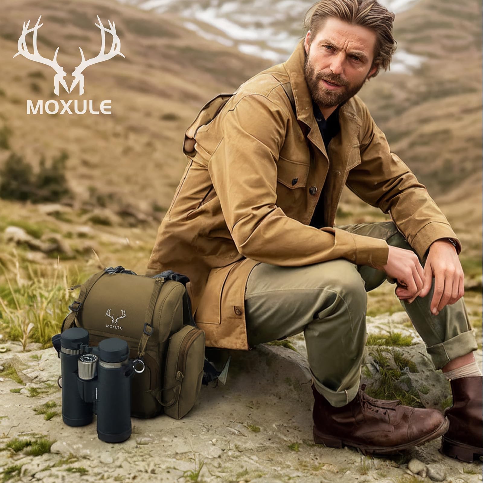 Moxule Binocular Harness Chest Pack: Bino Case With Rangefinder Pocket