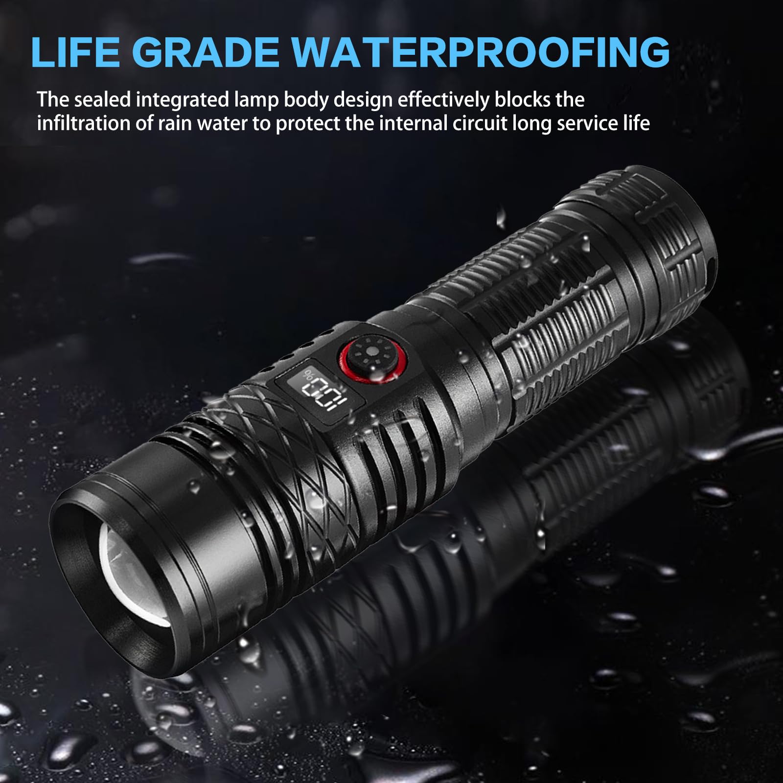 Wboxlizy Flashlights High Lumens Rechargeable, Super Bright Flashlight, Adjustable Utility Flashlight 5Mode Waterproof Handheld Flash Light For Emergencies, Camping, Hiking