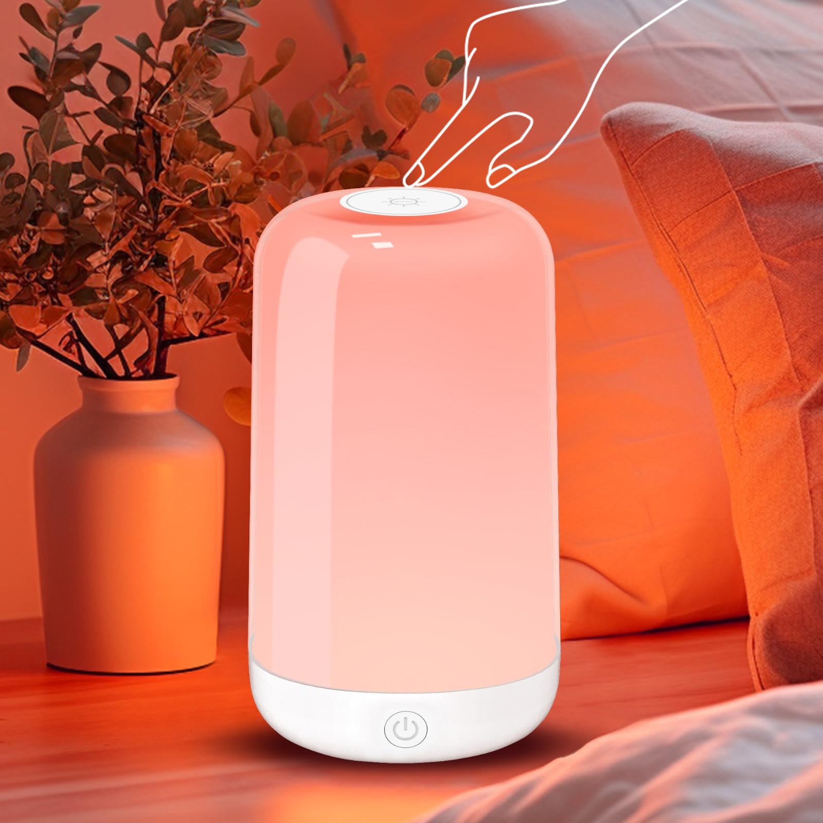 Nowepai Smart Touch Bedside Table Lamp [Multi-Color & Warm Lights], 3600Ma Cordless Small Table Lamp Rechargeable, 7 Colors & Fully Dimmable Led Night Lights For Bedroom Nightstand Nursery Living Room