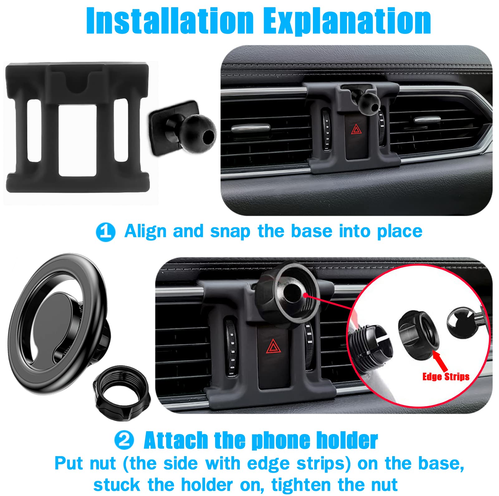 Ve Ve Power Car Phone Holder, Air Vent Phone Holder, Car Mount For Mazda Cx5 2017-, Magsafe Magnetic Navigation Stand Fit For Iphone 15 14 13 12 Pro Max Plus Mini, Magsafe Case, All Phones