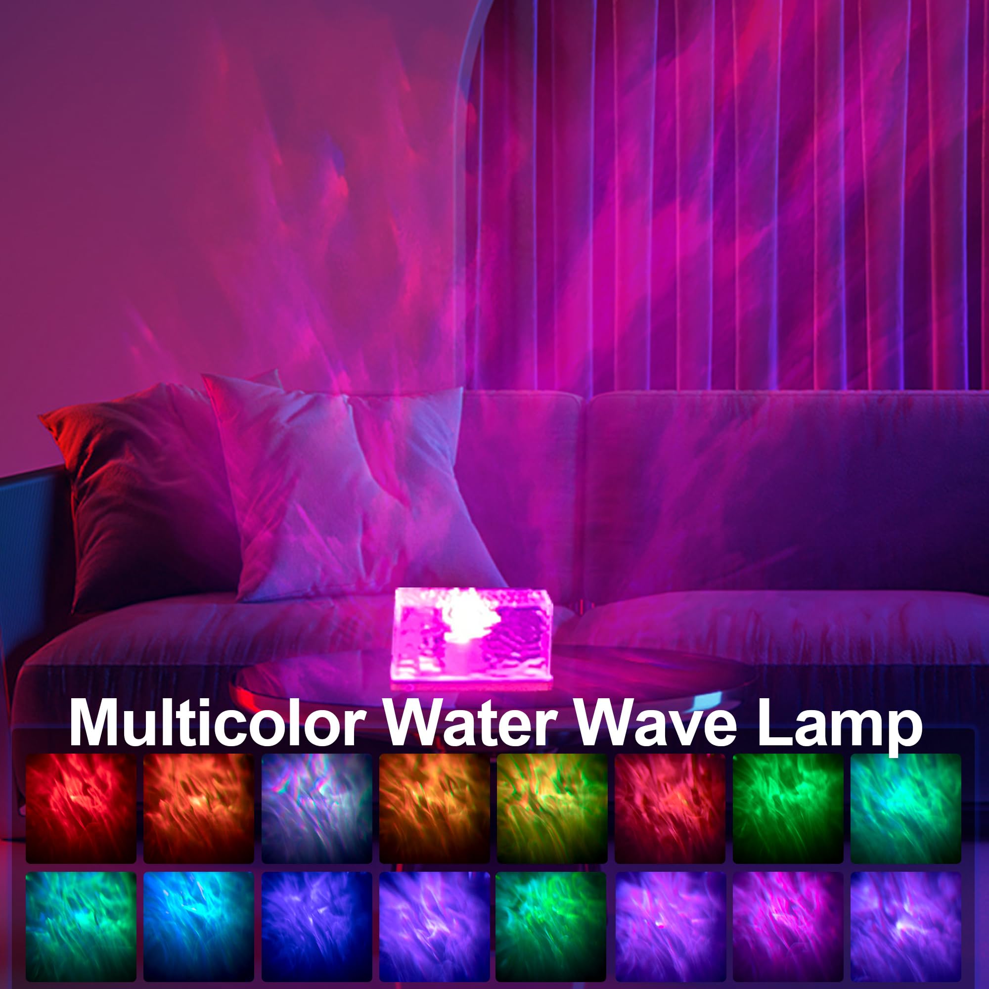 Xermei Northern Lights Aurora Glow Lamp,16 Colors Rotating Water Wave Lamp Projector,Ocean Wave Projector Light With Touch/Remote Control,Galaxy Light Projector For Kids Room,Home Theater, Party,Room Décor