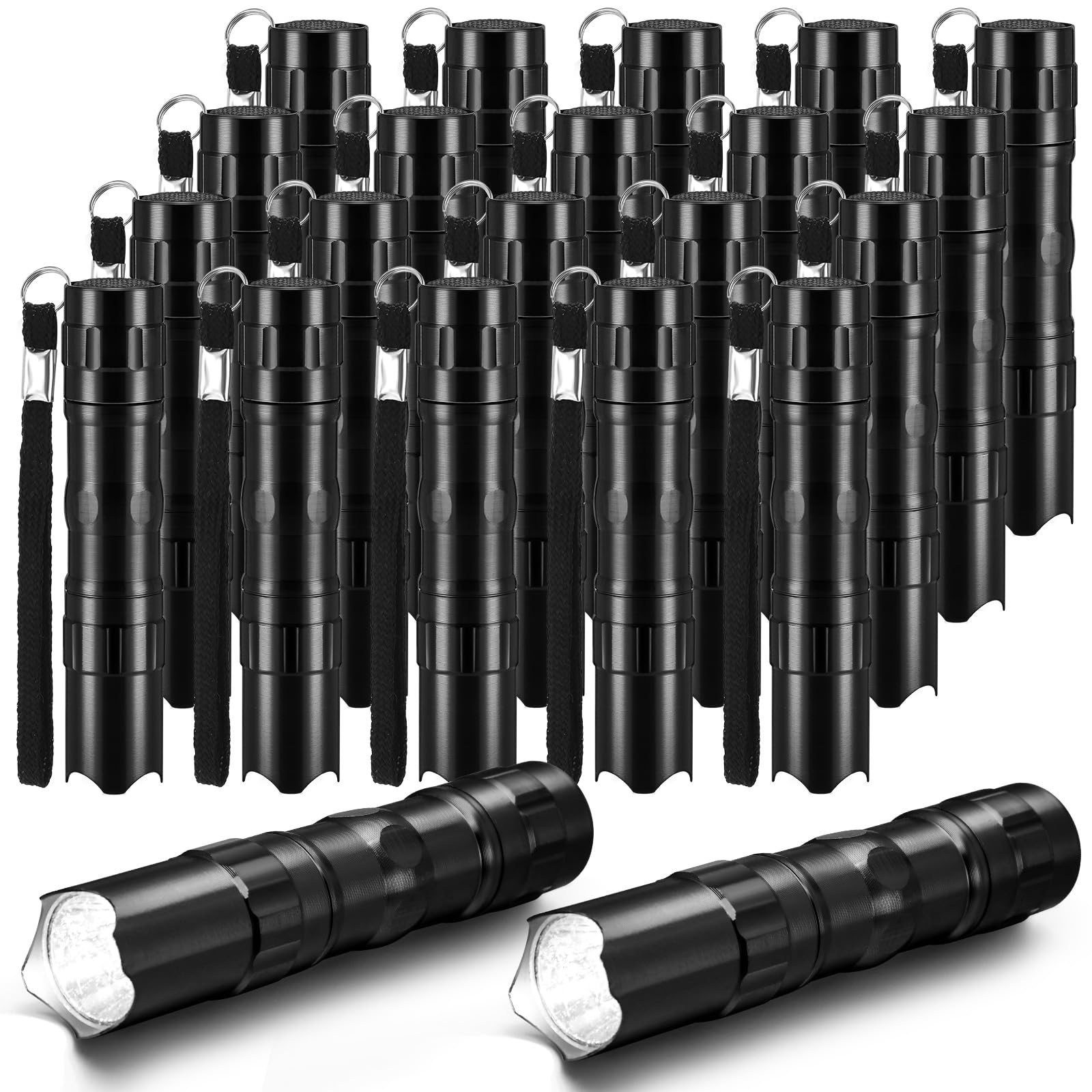 Tujoe 36 Pcs Mini Flashlights Bulk Bright Aluminum Led Handheld Torches With Lanyard Small Led Flashlights For Night Reading Emergency Hurricane Camping Hiking Party Favors (Black)