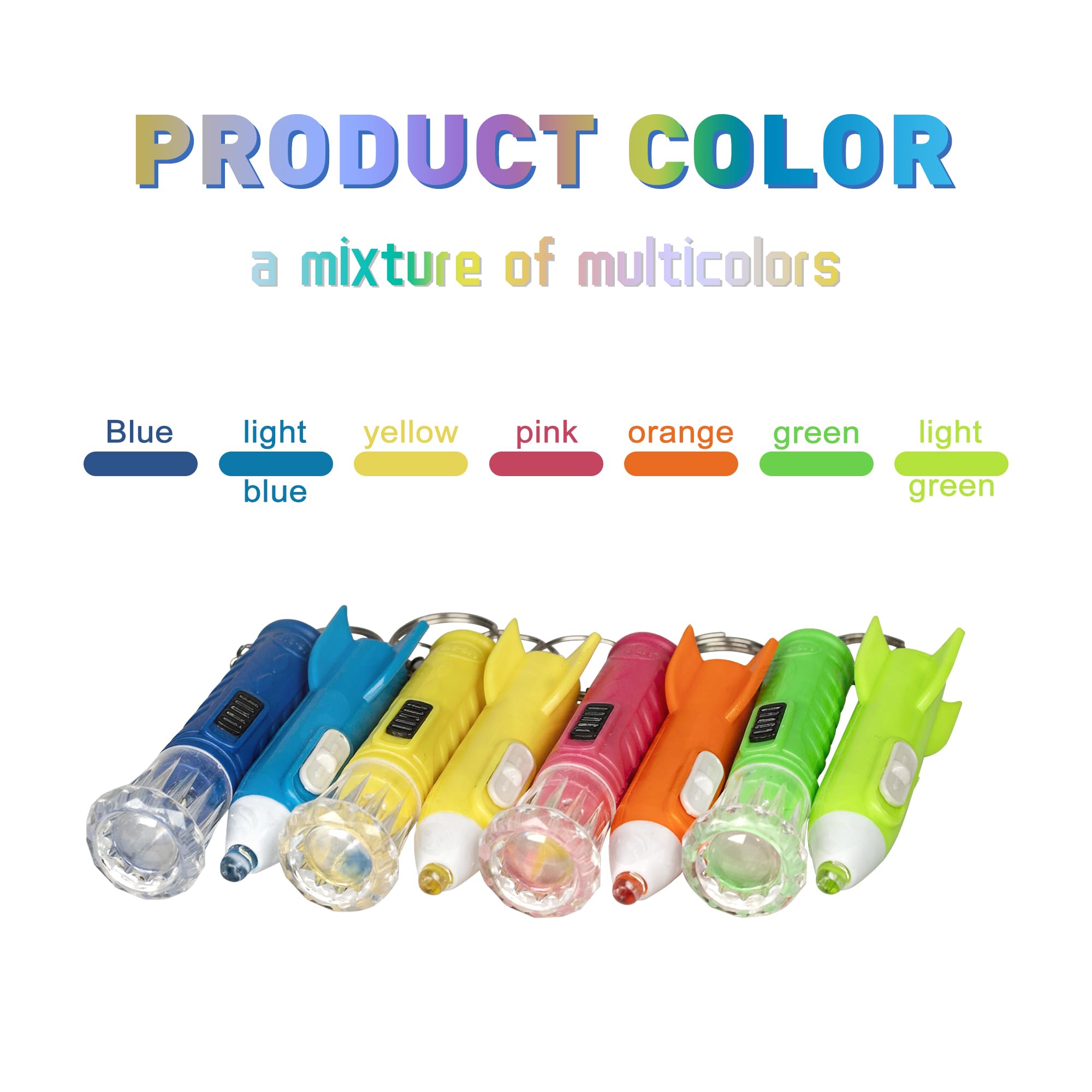 Proloso 100Pcs Mini Flashlights For Camping Hiking Cute Rocket Torch Keychains Assorted Miniature Lights Keyrings Kids Space Themed Astronaut Glow In The Dark Party Favors Goody Bag Fillers
