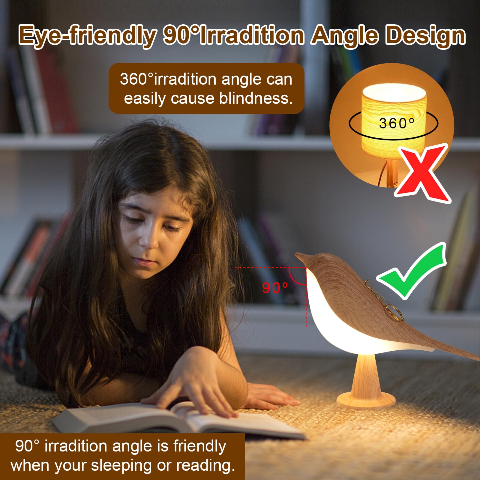 Lenporl 2 Pack Bird Led Table Lamp Touch Sensor Bedside Aroma Lamps With 3 Level Brightness Rechargered Abs Dimmable, Cute Creative Bird Night Light For Kids Nursery, Home,Office,3 Essencial Oils