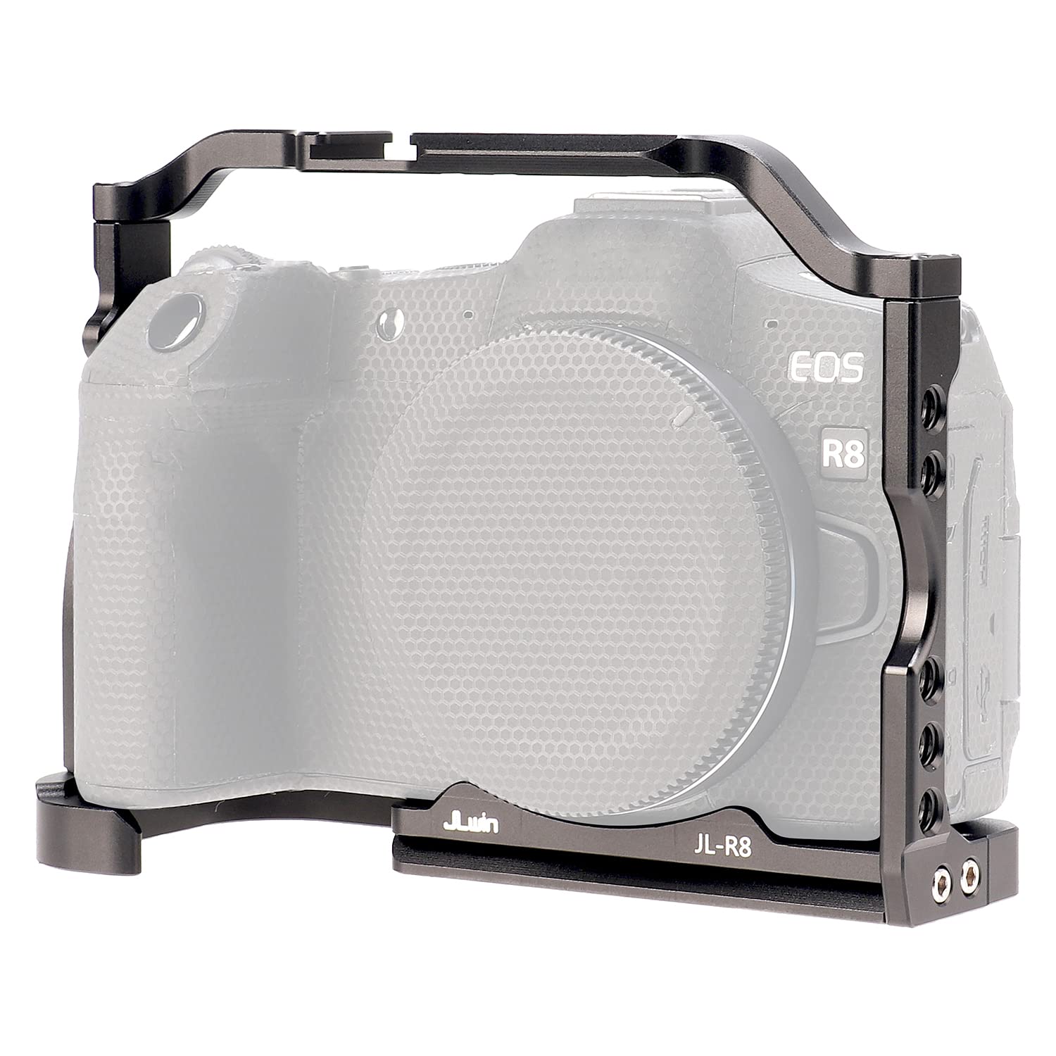 Jlwin R8 Cage For Canon R8 Camera With Quick Release Plate For Arca-Swiss,1/4" & 3/8" Screw Holes And Cold Shoe Mount For Accessories