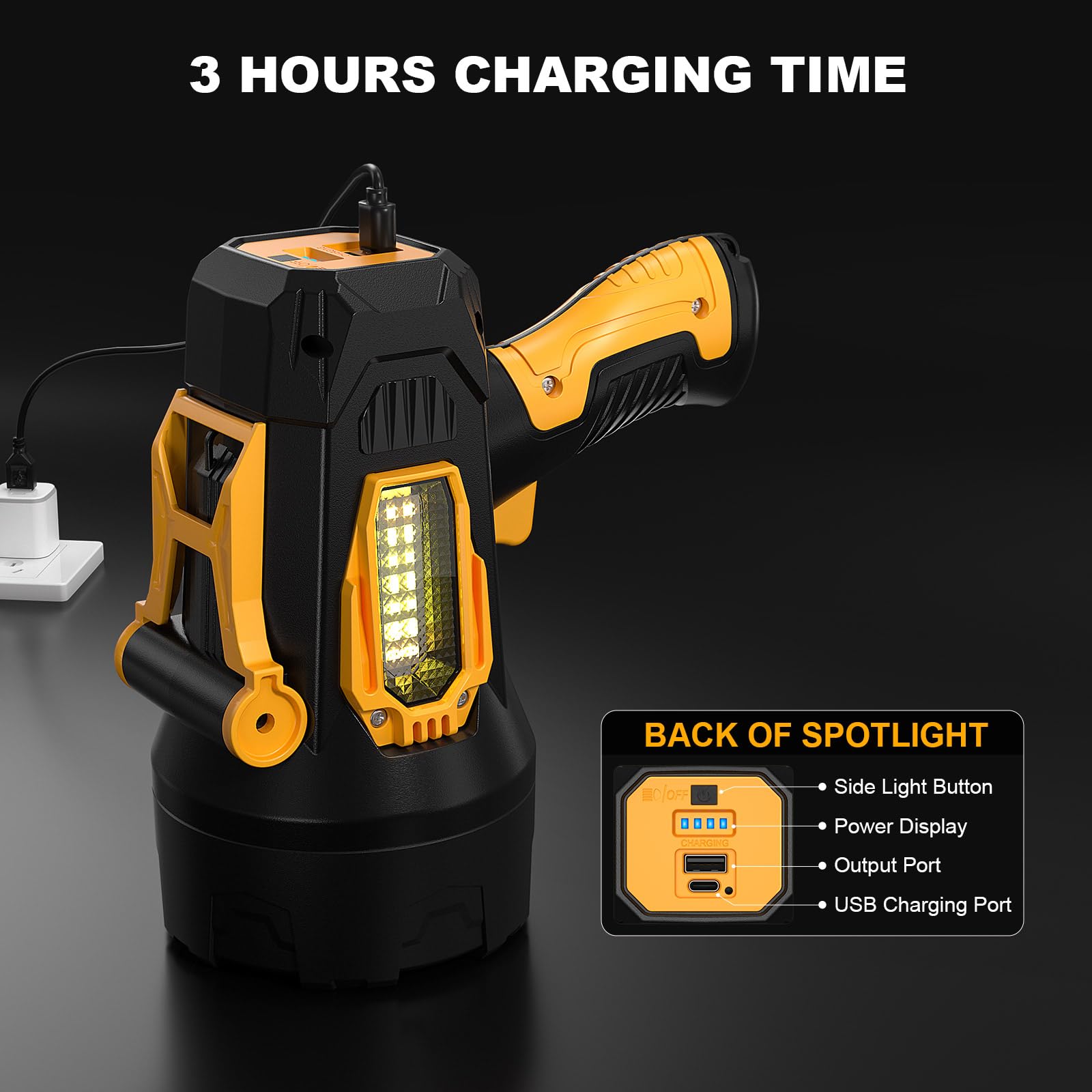 Lbe Rechargeable Spotlight, Super Bright 1000,000 Lumens Led Flashlight Handheld Spot Lights Outdoor With Cob Light, 10000Mah Long Lasting Large Spotlight For Hunting Boating Camping