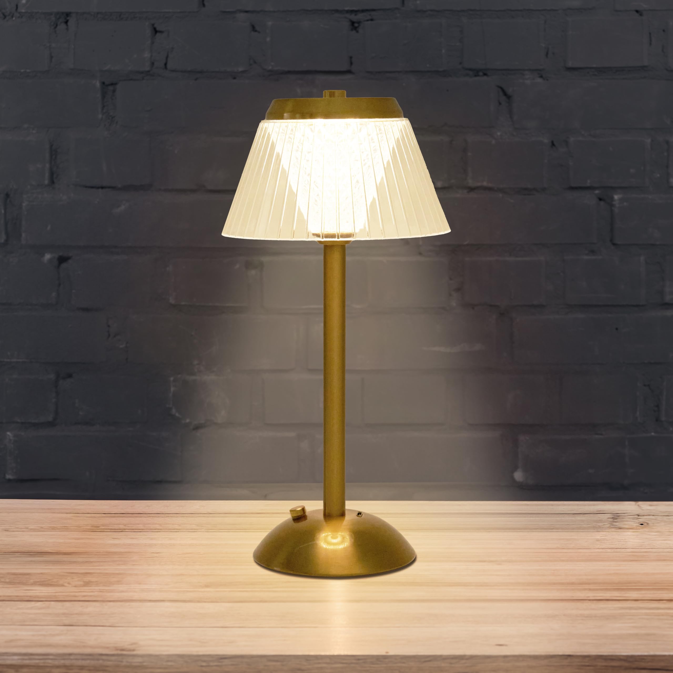 Father'Sden Collection Small Cordless Vintage Crystal Table Lamp-Gold Color In-Built Rechargeable Battery-Touch Dimmable 3-Led Light Modes-Desk Lamp-Bedside Light-Suitable Nightstand Cordless Lamp