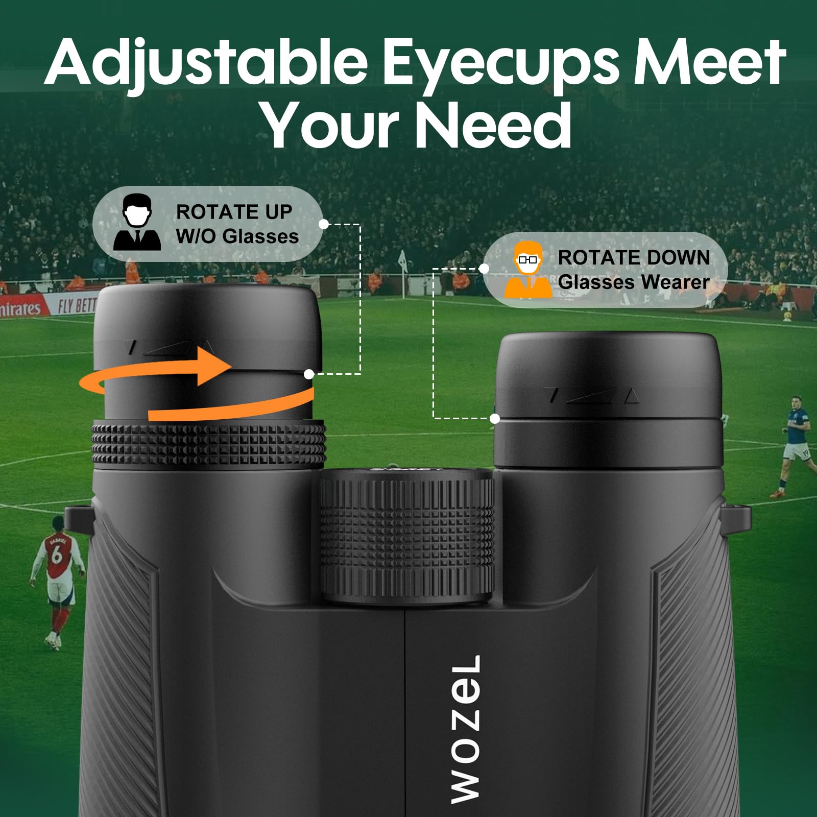 Wozel 16X42 Binoculars For Adults High Powered - Hd Clear Low Light Vision With Large Bright View - Powerful Binoculars For Brid Watching Hunting Travel Hiking Concerts - Black
