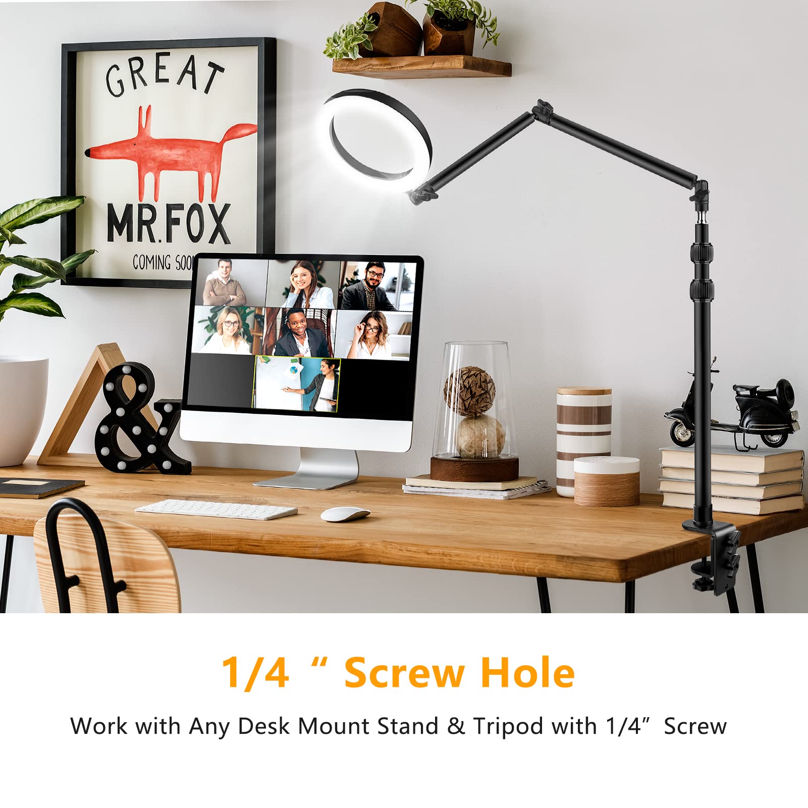 Obeamiu Camera Desk Mount Stand With 24.41'' Detachable Magic Arm, Mount Light Stand With 360° Ballhead, 16.7-40.1'' Tabletop Clamp Stand For Dslr Camera/Fill Lights/Selfies/Live Streaming/Webcam