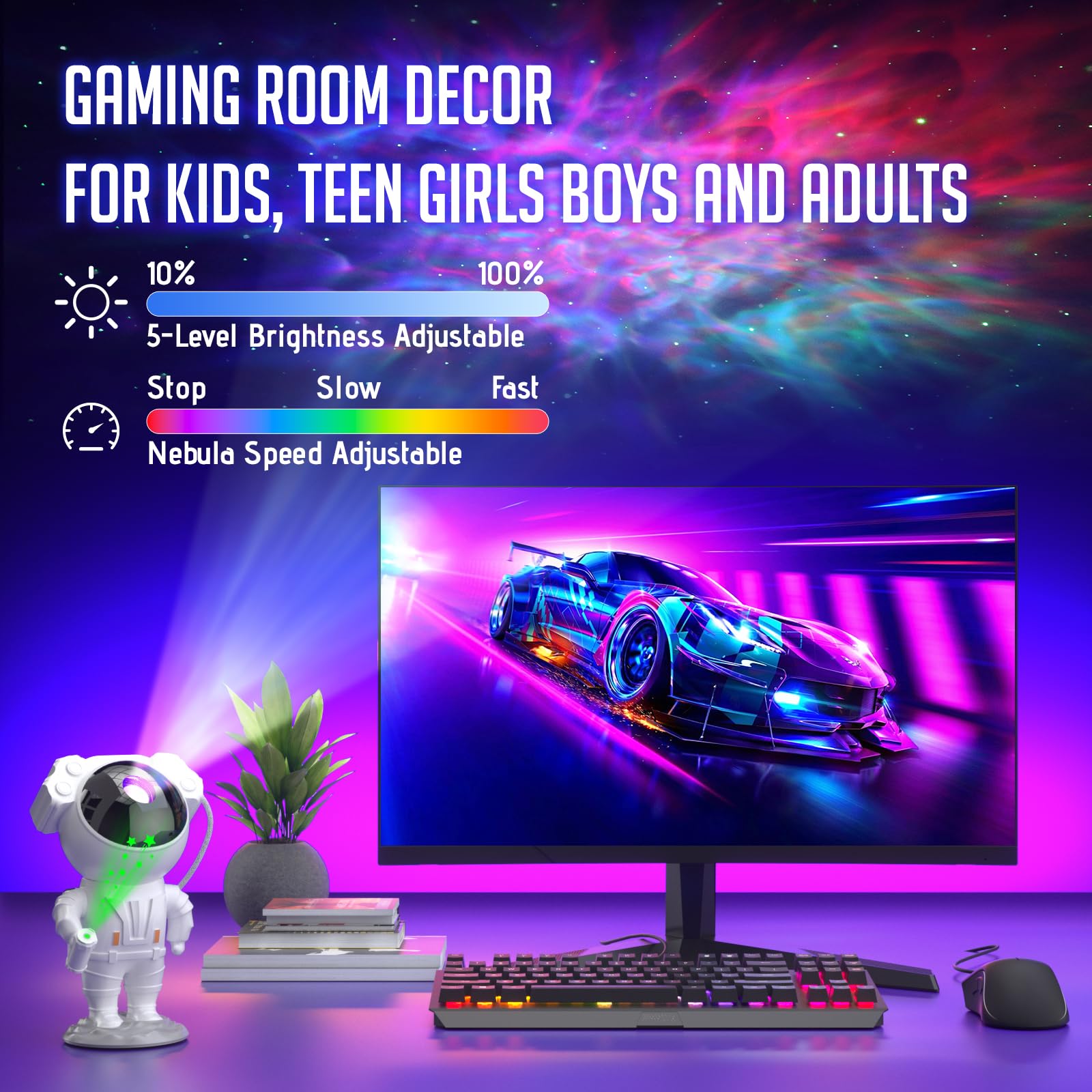 Auyle Astronaut Galaxy Projector For Bedroom, Star Projector Galaxy Light, Galaxy Light Projector, Night Light For Kids With Timer And Remote Control For Ceiling,Party,Game Room,Xmas  Year  Ideas