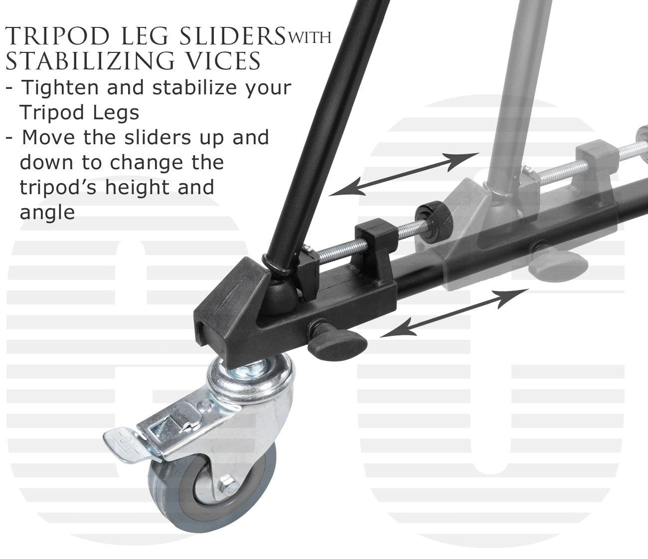 Ecostconnection Elite Series Professional Universal Tripod Dolly W/ One Step Easy Lock & Locking Wheels For All Cameras And Camcorders & An Microfiber Cloth