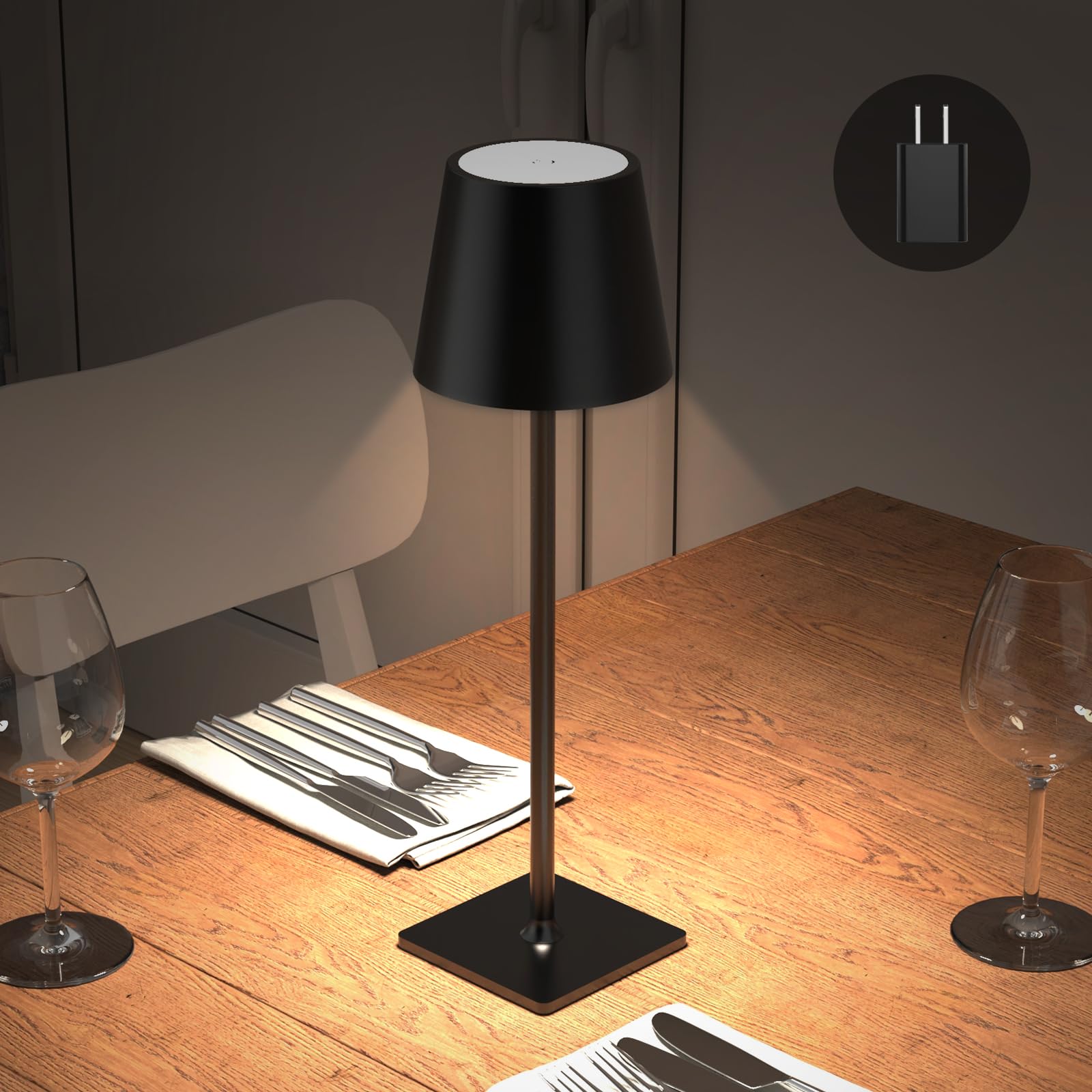Mojimdo Cordless Table Lamp, Dimmable 64 Leds Desk Light [1700K/4500K/6000K With Stepless] 5000Mah Rechargeable Table Lamps For Living Room Bedroom Nightstand Beside Table Restaurant Party Cafe Bar