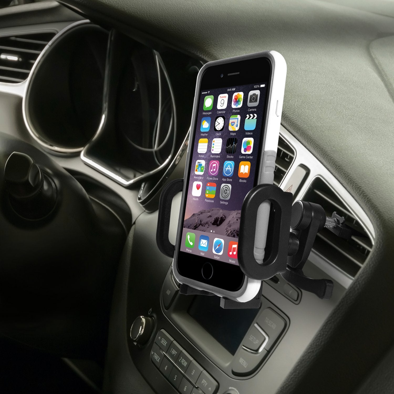 Macally Universal Car Vent Phone Holder Mount With 360° Rotatability And A Metal Spring Loaded Clip For Iphone Xs Xs Max Xr X 8 Plus, Samsung S9 S9 Plus S8, And Other Smartphones (Mcarvent)