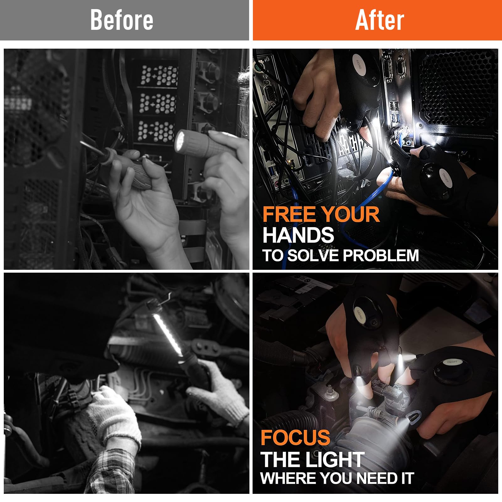 Biib Fathers Day Dad  From Daughter Wife, Led Flashlight Gloves Birthday Mens  For Men Dad Him Grandpa Husband, Tools Cool Gadgets For Men, Camping Essentials