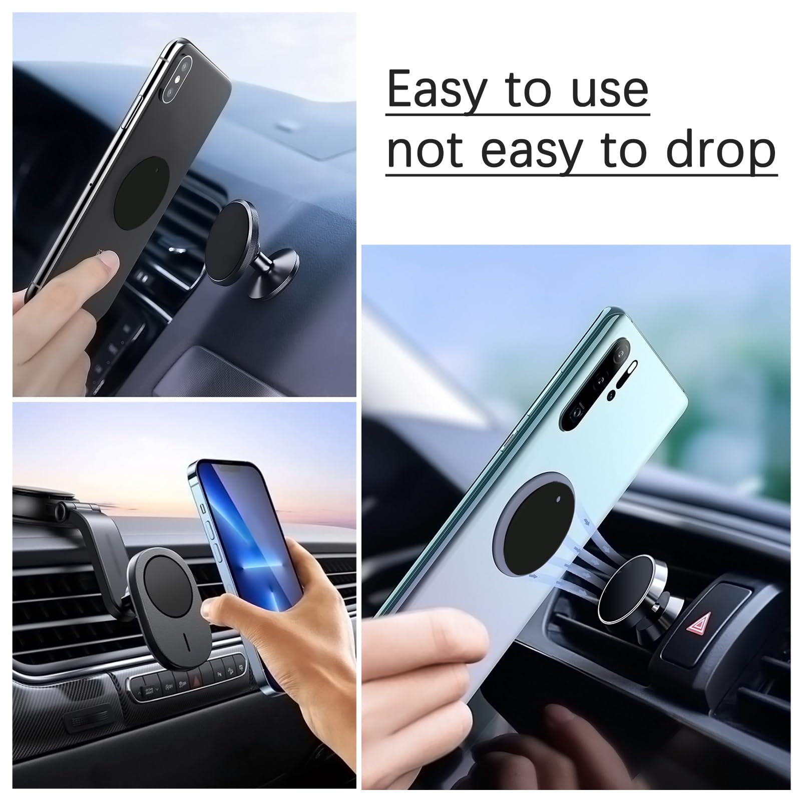 Dstelin Universal Metal Plate 4 Pack For Magnetic Phone Car Mount Holder Cradle, Compatible With All Magnetic Mounts- 2 Rectangle And 2 Round, Black