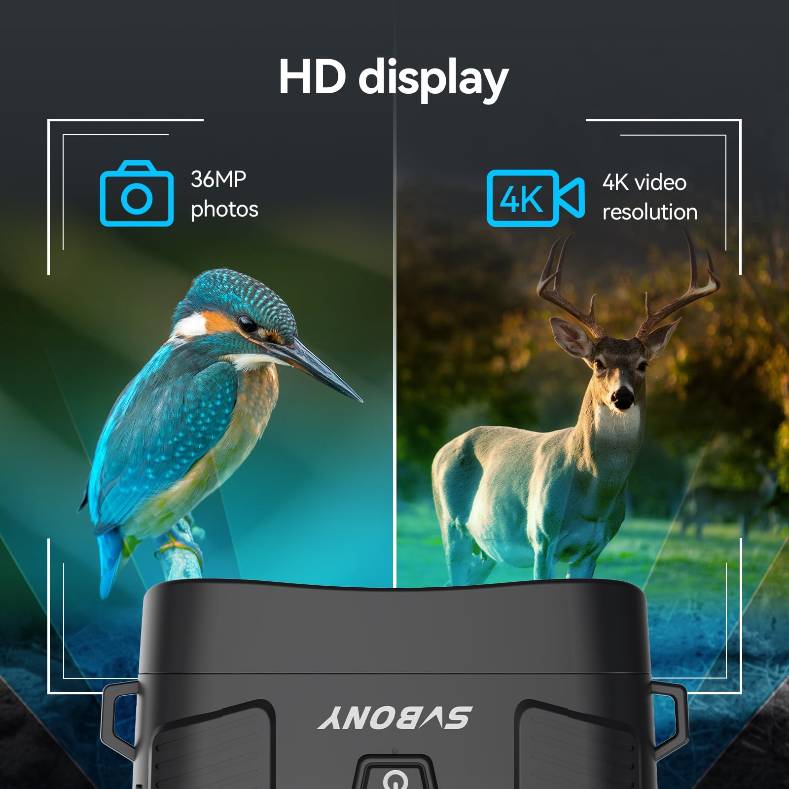 Svbony Sa206 Night Vision Binoculars, 3'' Hd Screen Infrared Binocular For Total Darkness, 4K Video & 36Mp Image With 32Gb Tf Card, 5000Mah Battery,  For Men, For Camping & Wildlife Observation