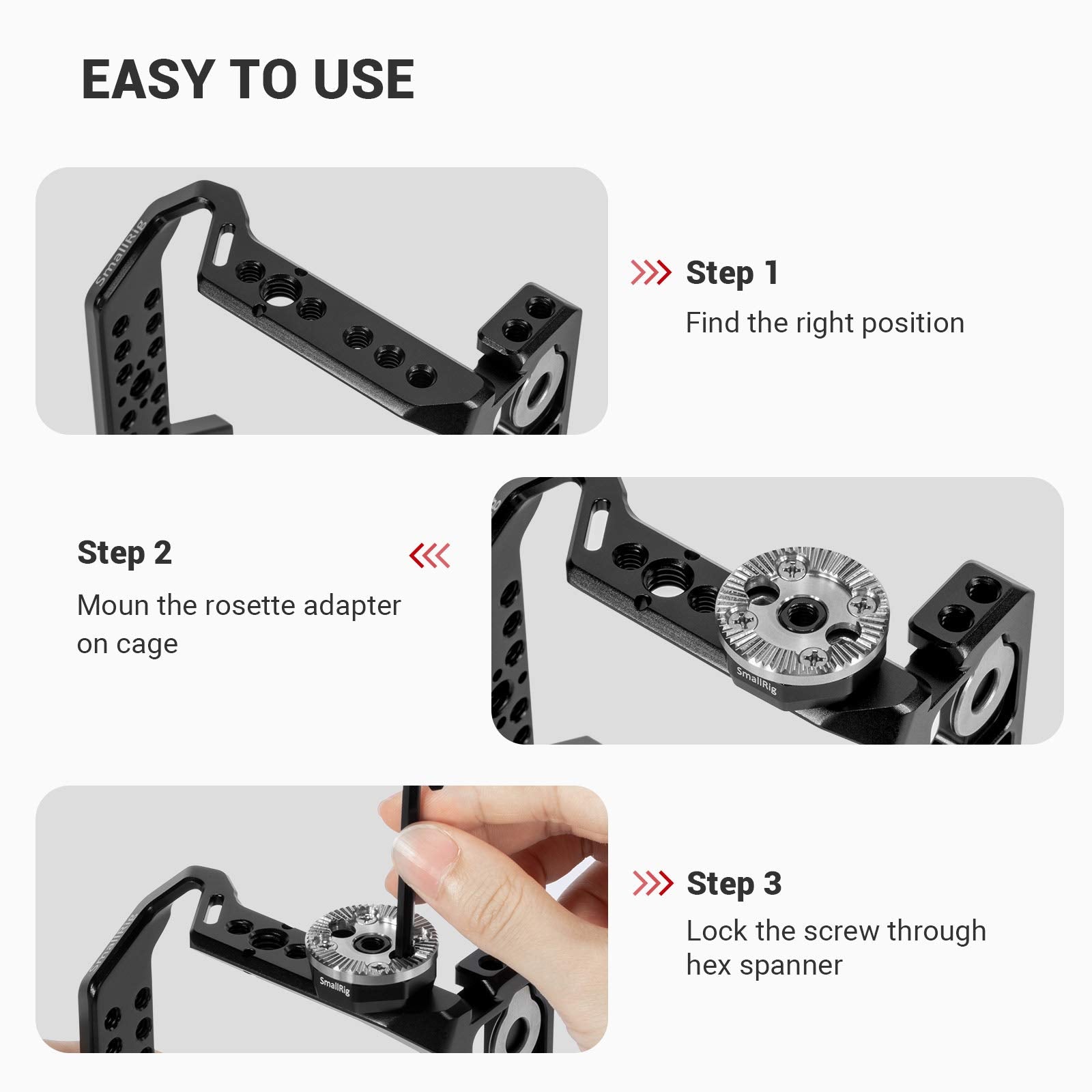 Smallrig Standard Rosette Bolt-On Mount (M6 Thread, 31.8 Diameter) For Camera Cage And Accessories - 1939