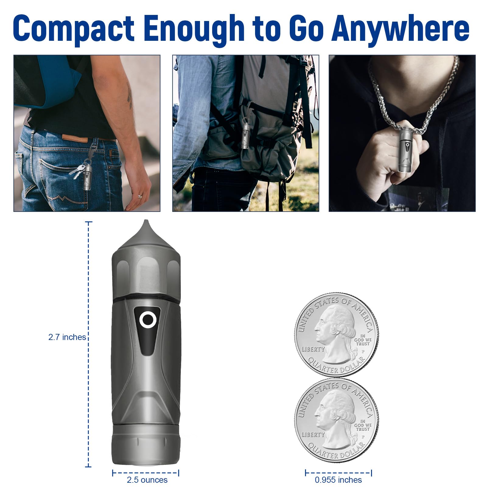 Quamkar Keychain Flashlight With Premium Alloy, Super Bright 1000 Lumens, Mini Flashlight With Versatile Design, Rechargeable Edc Flashlight For Outdoor, Household, And Festivals