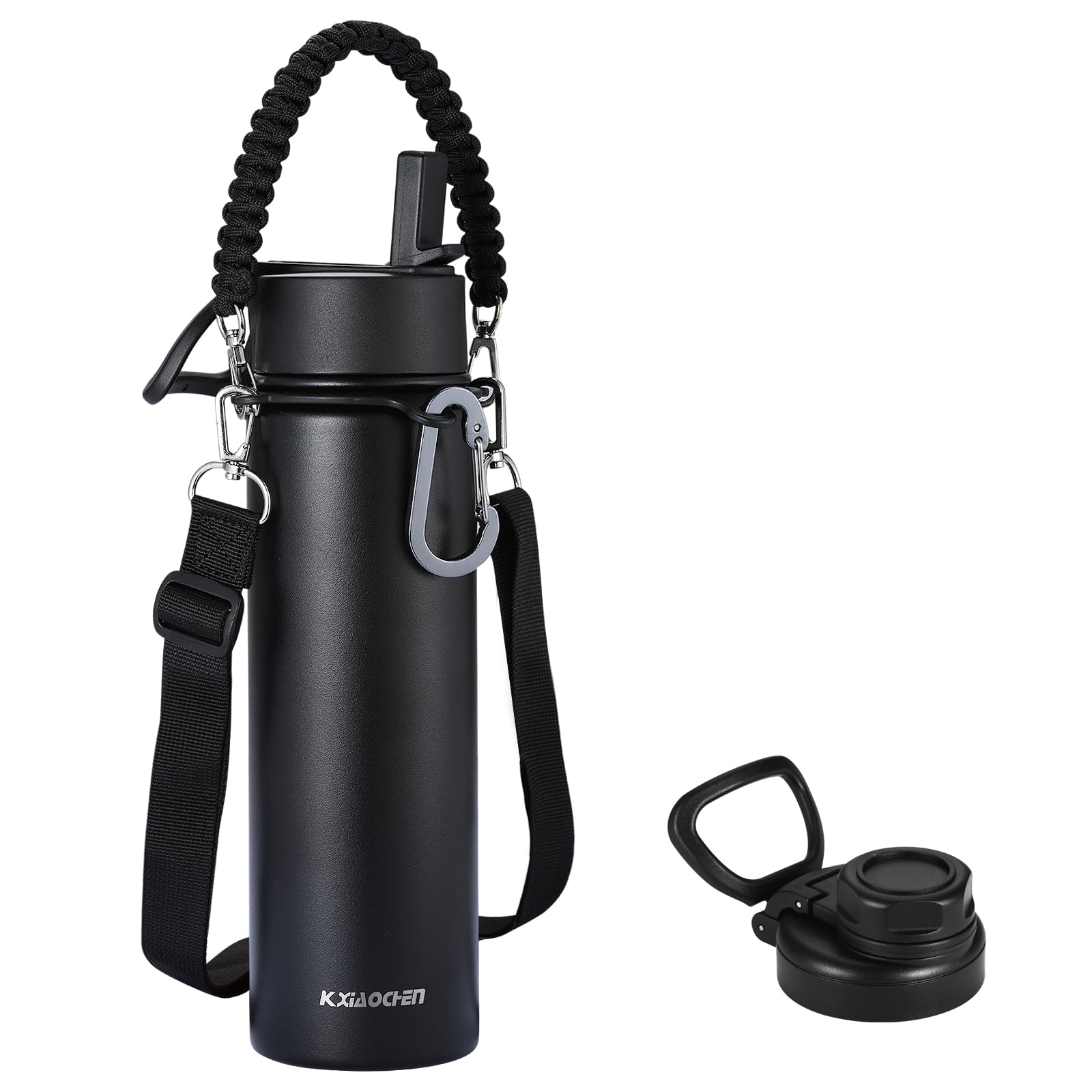 Kxiaochen Insulated Water Bottle, Stainless Steel Water Bottle, 2 Lids (Straw And Handle Lid)