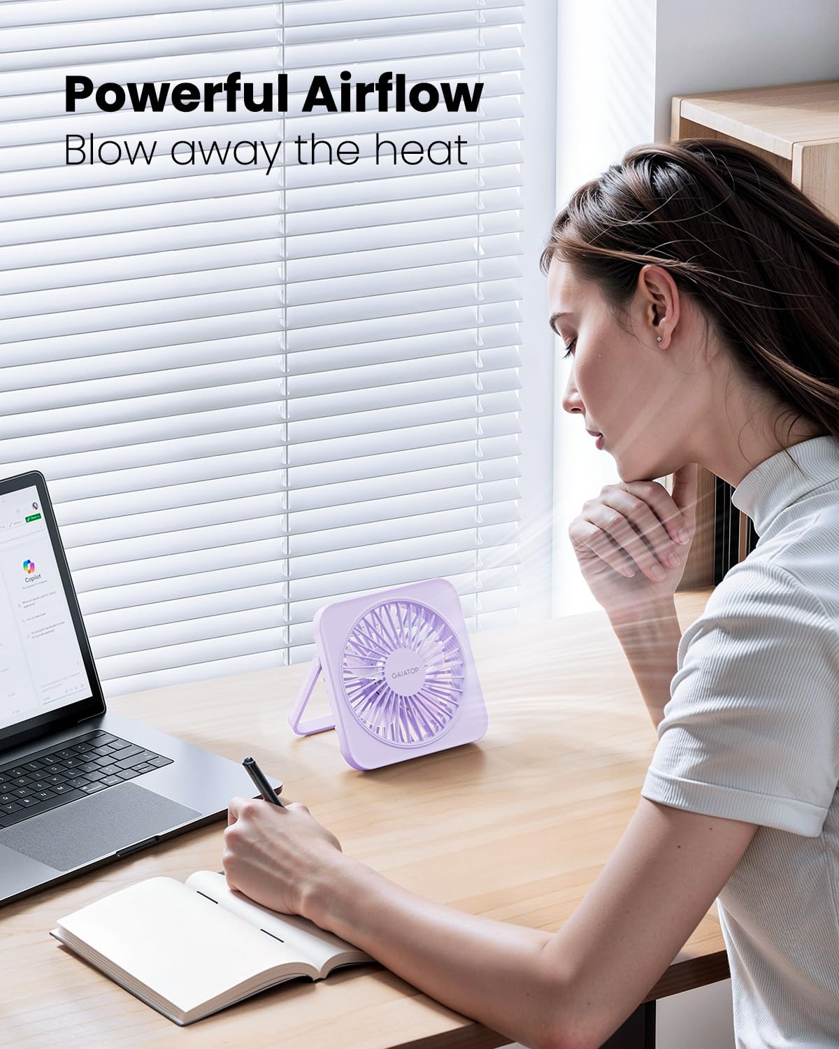 Gaiatop Usb Desk Fan, 5 Inch Small Portable Table Desktop Fans With Strong Wind Ultra Quiet 3 Speeds