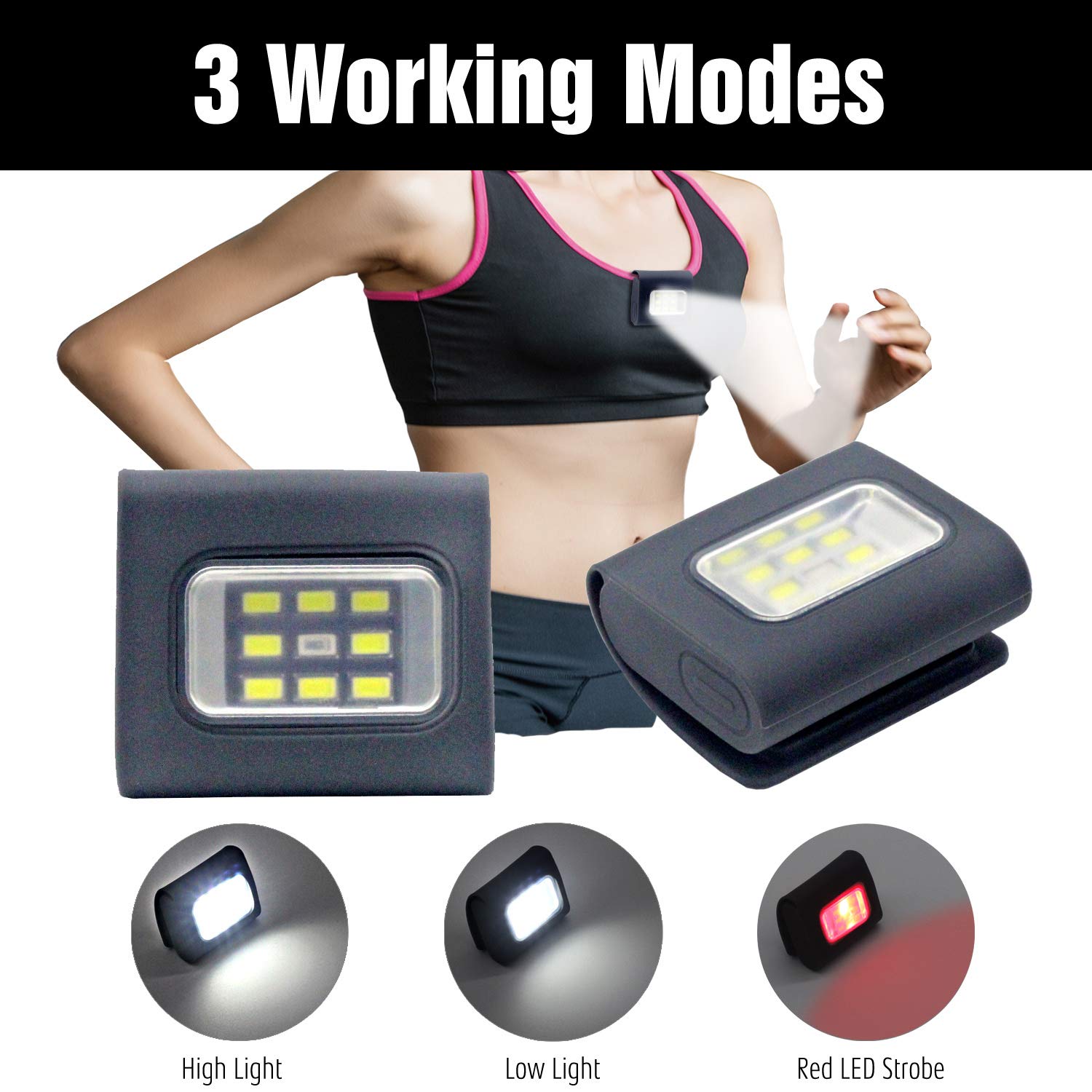 Hokoiln Outdoor Night Running Lights, 2Pack Led Running Lights For Runners With Rechargeable Battery For Camping, Hiking, Running, Jogging, Outdoor Adventure