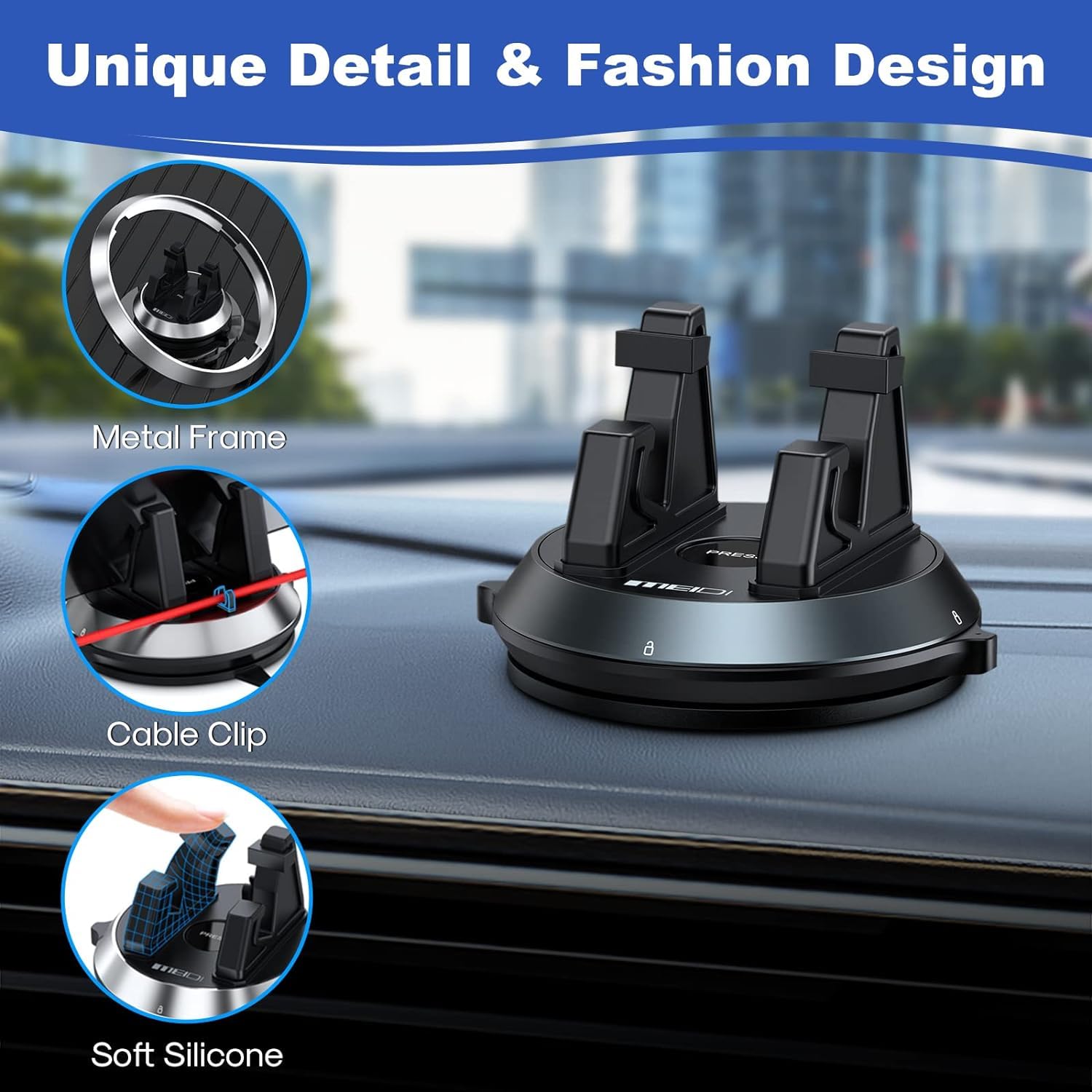 Meidi Dashboard Phone Holder, Car Phone Holder Mount, Removable Car Cell Phone Cradle, 360°Rotatable Car Mat Compatible With Iphone,Samsung,Android Smartphones