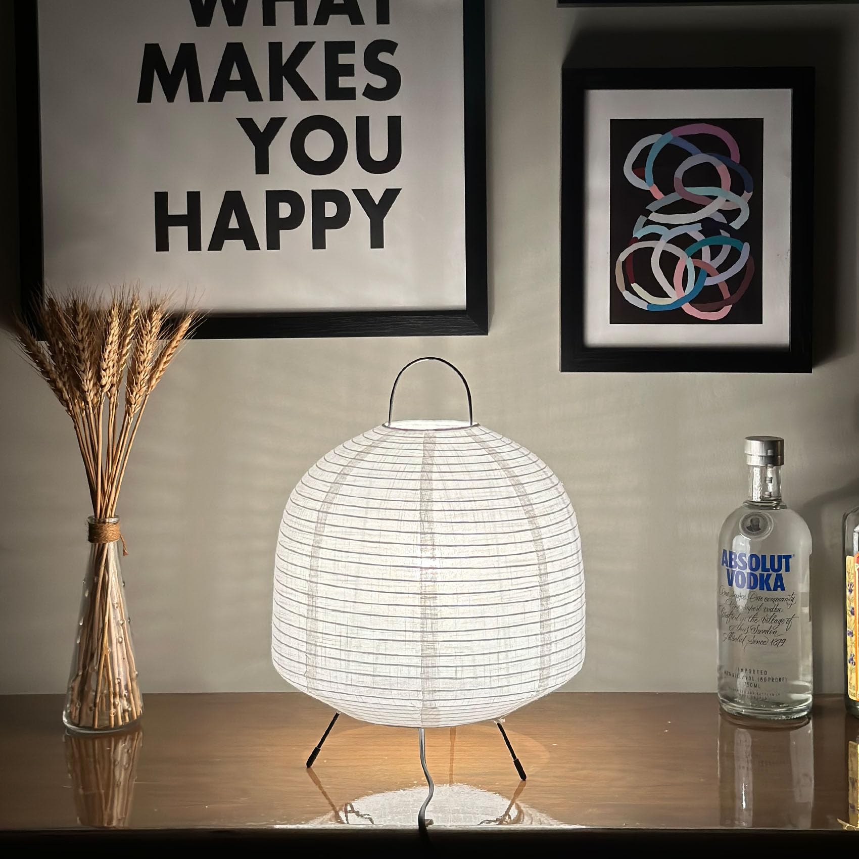 Methedeeco Handmade Linen Cotton Blend Semi Sphere Table Lamp Lantern Minimalism White Round Bedside Night Light Japans Chinese Lantern Lamp For Kids Room,Bedroom,Dormitory Office Desk Stand Light