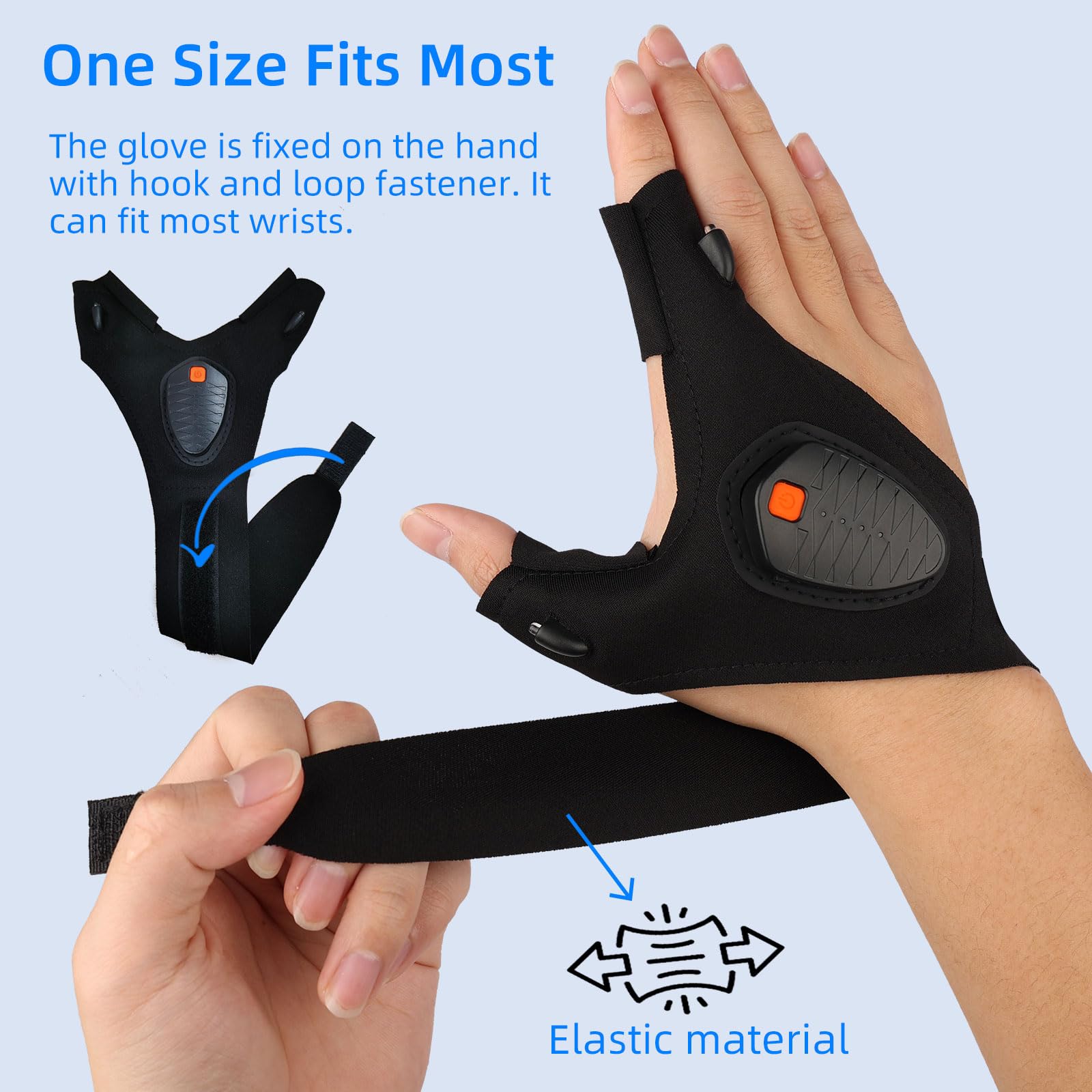 Apicey Rechargeable Led Flashlight Gloves,  For Men Dad Him Boyfriend Birthday Father'S Day, Cool Gadgets Waterproof Light Gloves With Battery Indicator For Repairing Fishing Camping