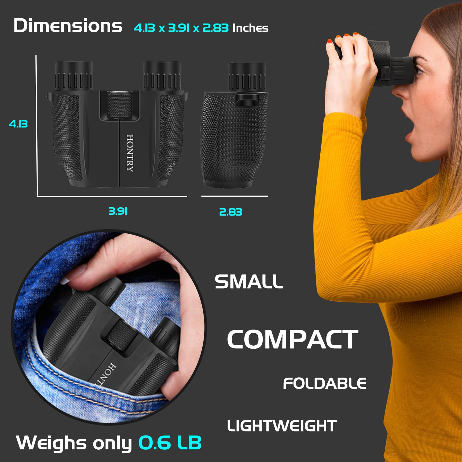 Hontry Binoculars For Adults And Kids, 10X25 Compact Binoculars For Bird Watching, Theater And Concerts, Hunting And Sport Games